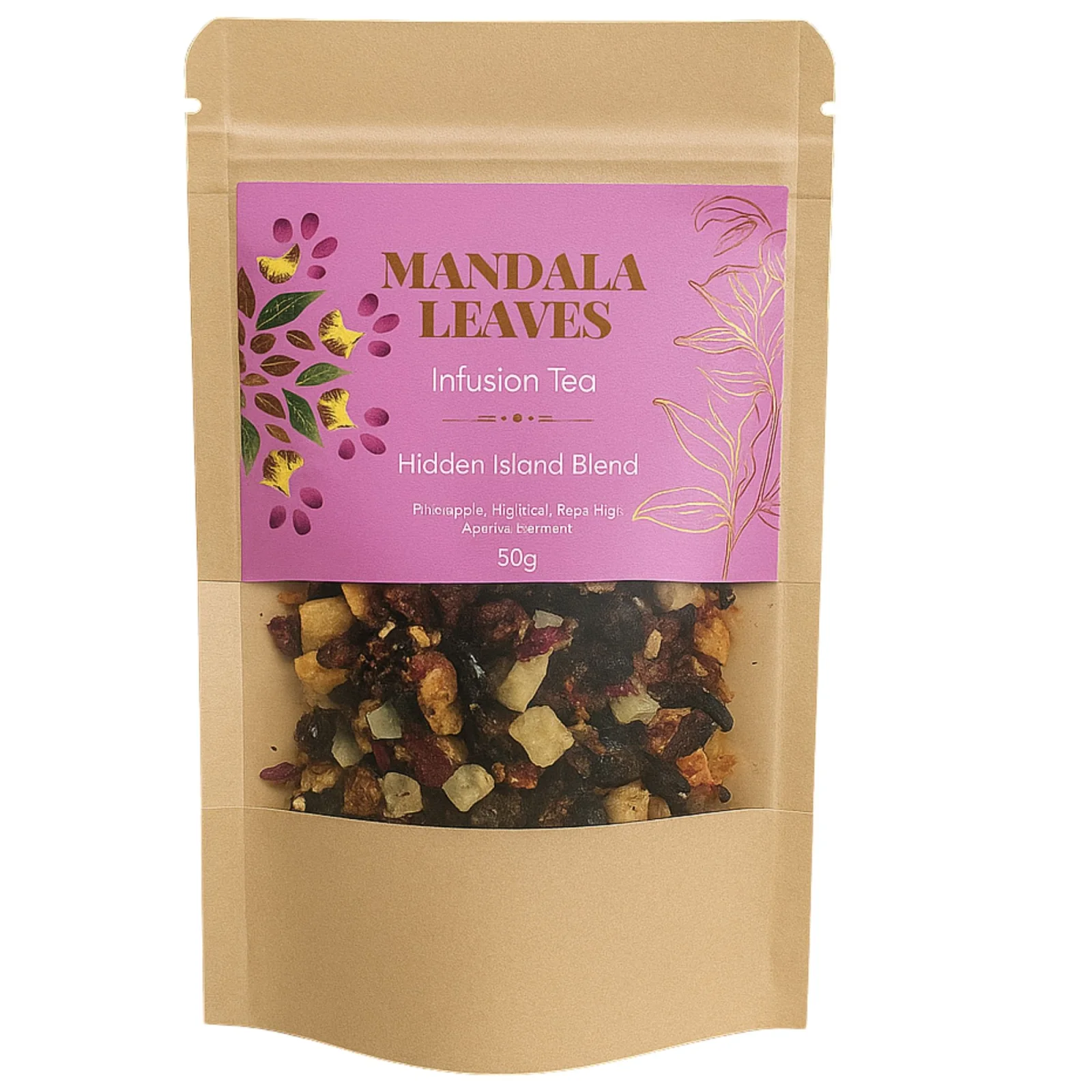 Ovocný čaj Hidden Islands – ananás a kokos, 50 g, vrecko – fotka 2