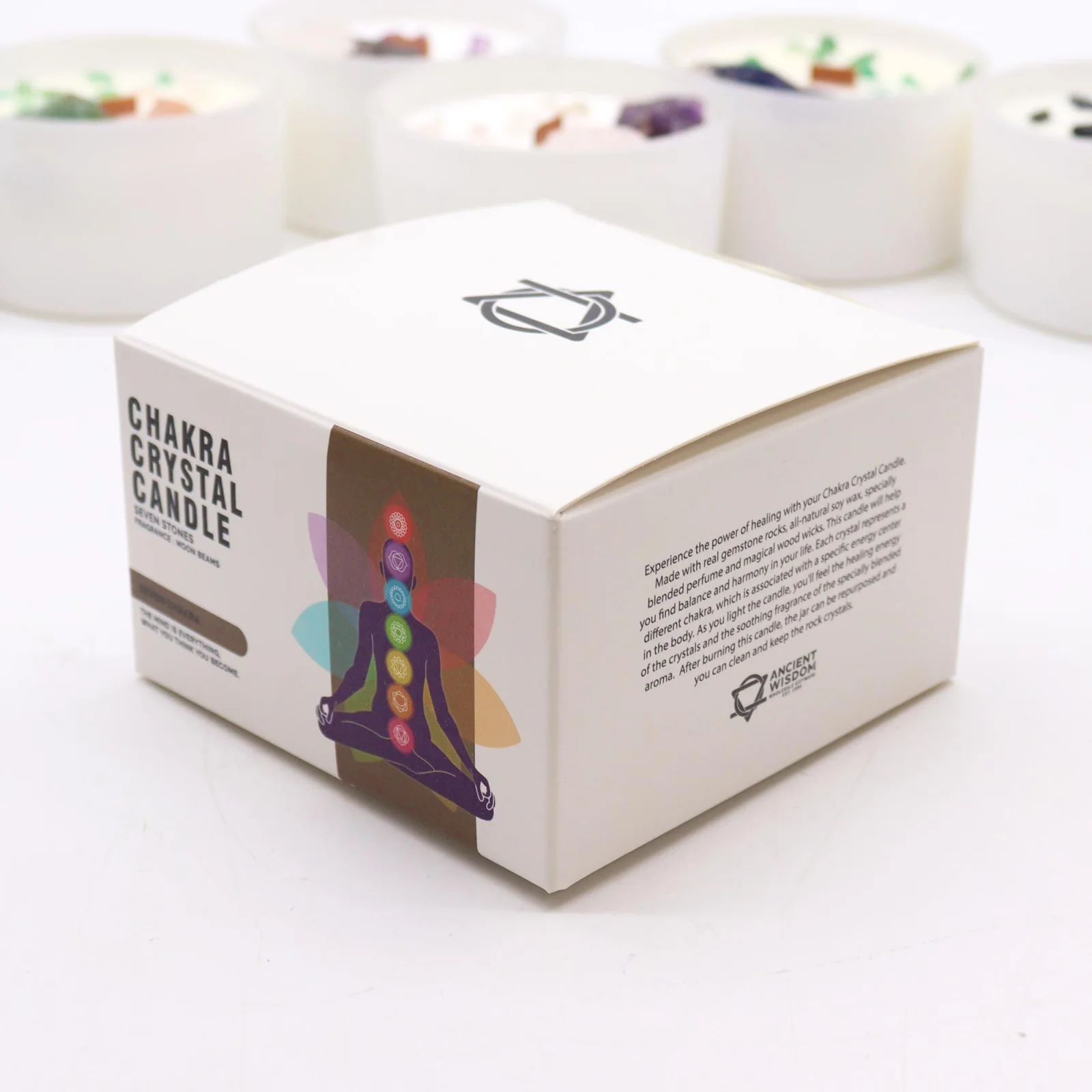 Veľká sójová sviečka s kryštálmi Seven Chakra – Moon Beams, 23 hodín – fotka 4