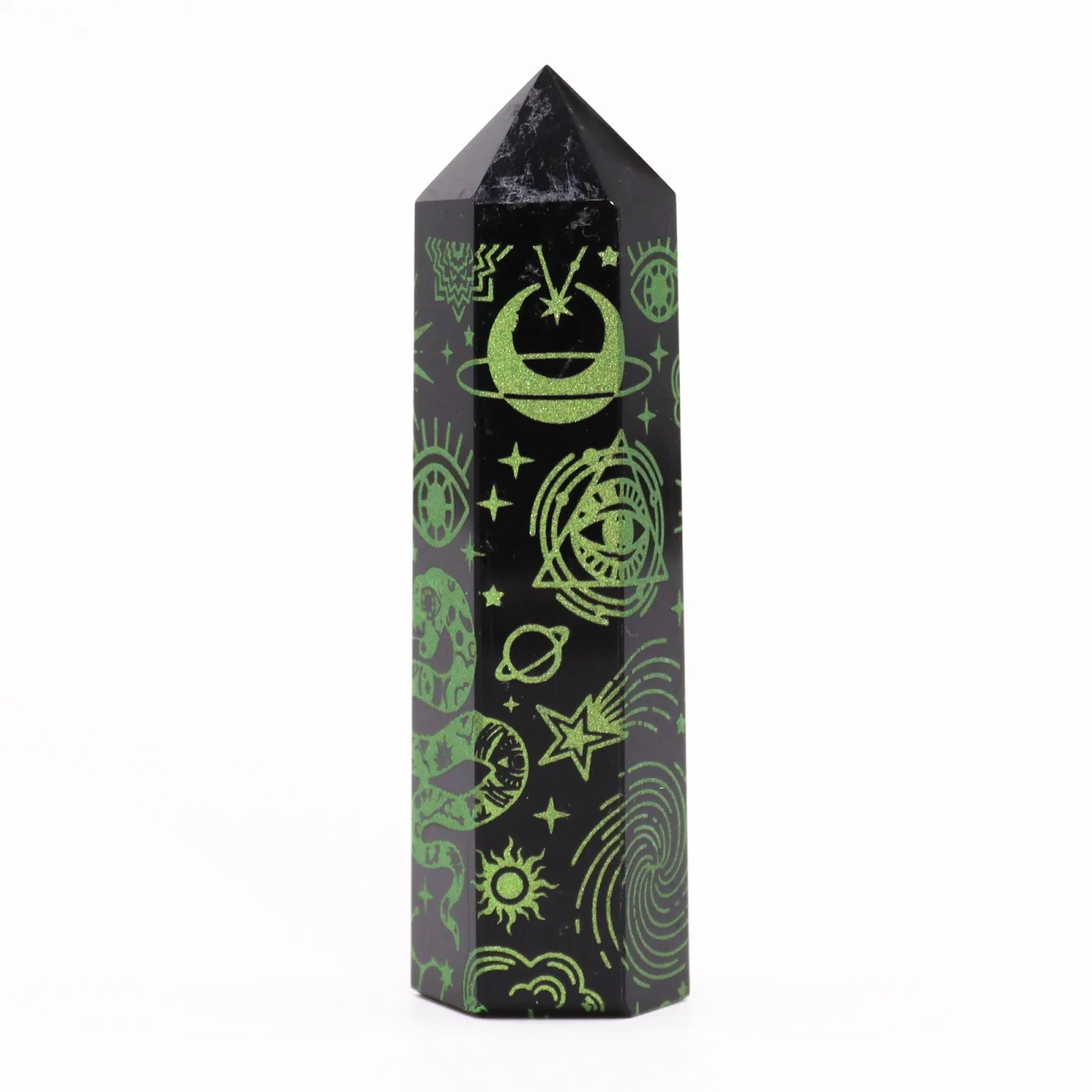 Obsidiánová špica Mystic Story – lesná zelená, 9 cm – fotka 4