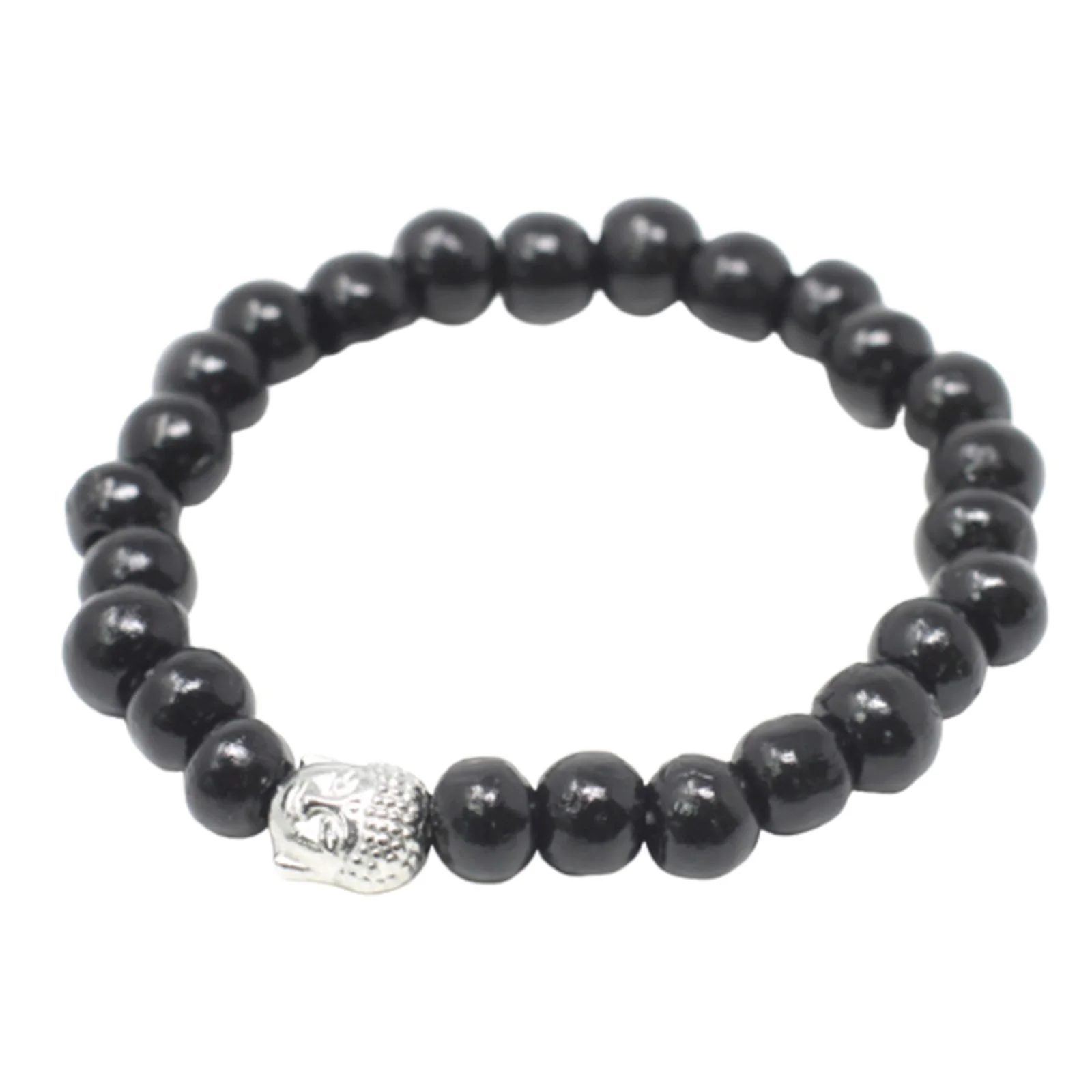 Drevený náramok Darkwood Beads & Buddha – tmavé korálky – fotka 1