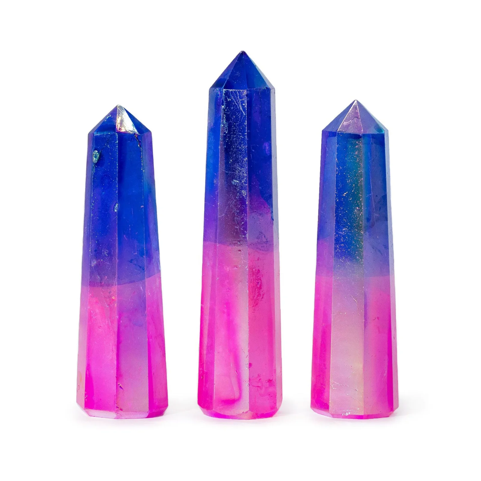 Obelisk z aura krištáľu – ružovo-modrý, 9 cm – fotka 1