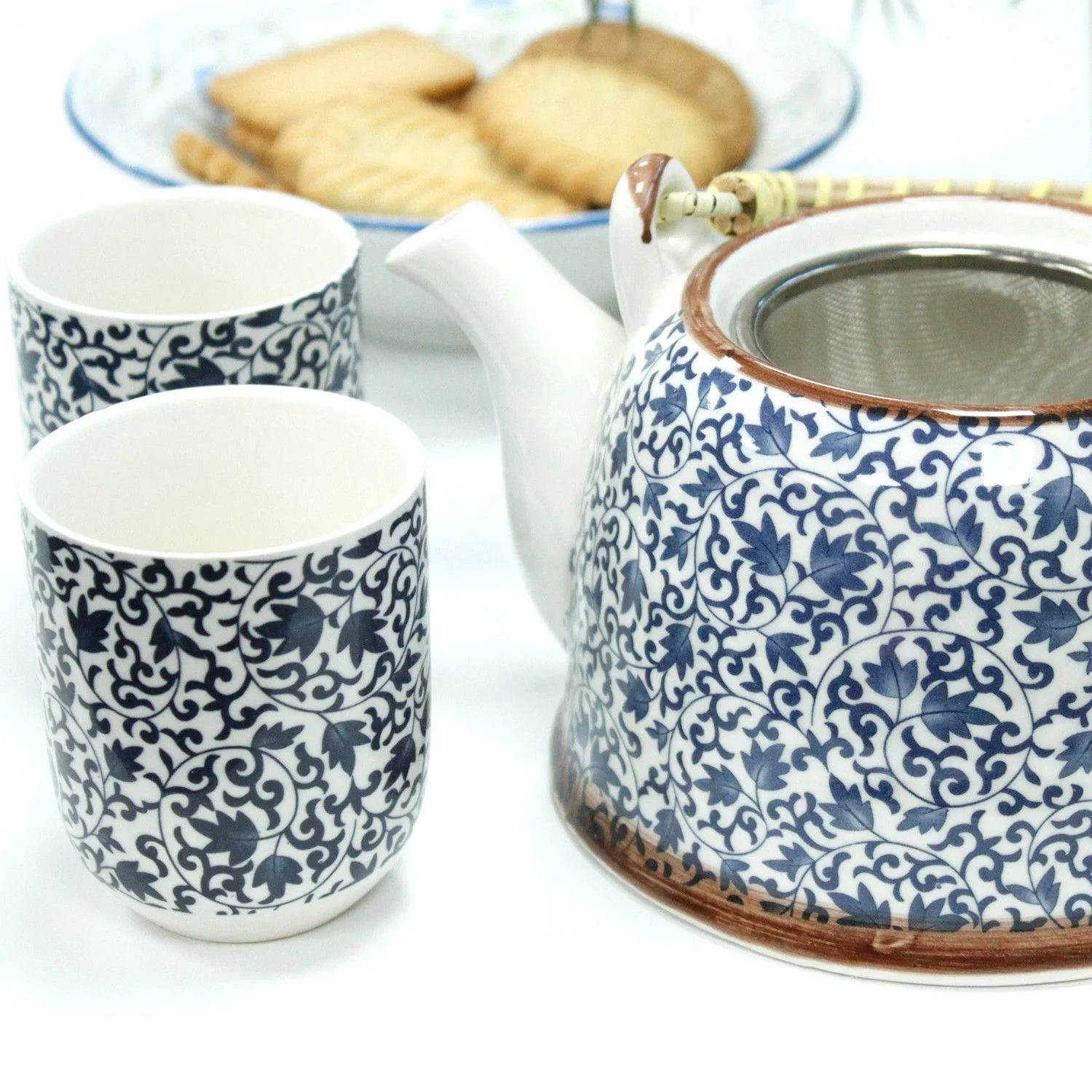 Čajová súprava Herbal Blue Pattern – čajník a 6 šálok – fotka 5