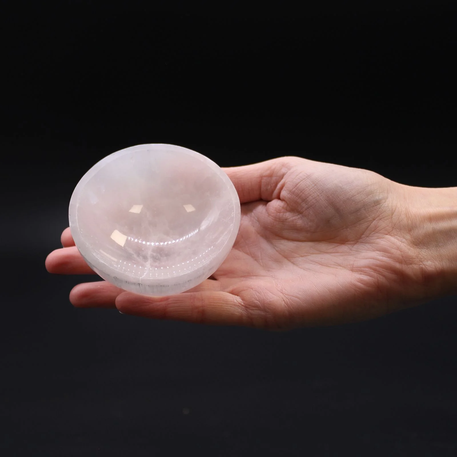 Okrúhla miska zo selenitu, 8 cm – fotka 1