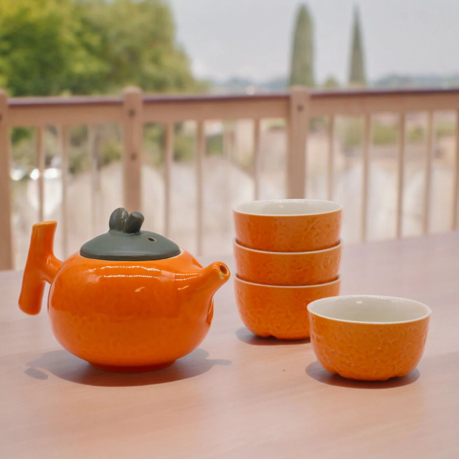 Čajová súprava Herbal Orange – čajník a 4 šálky – fotka 6