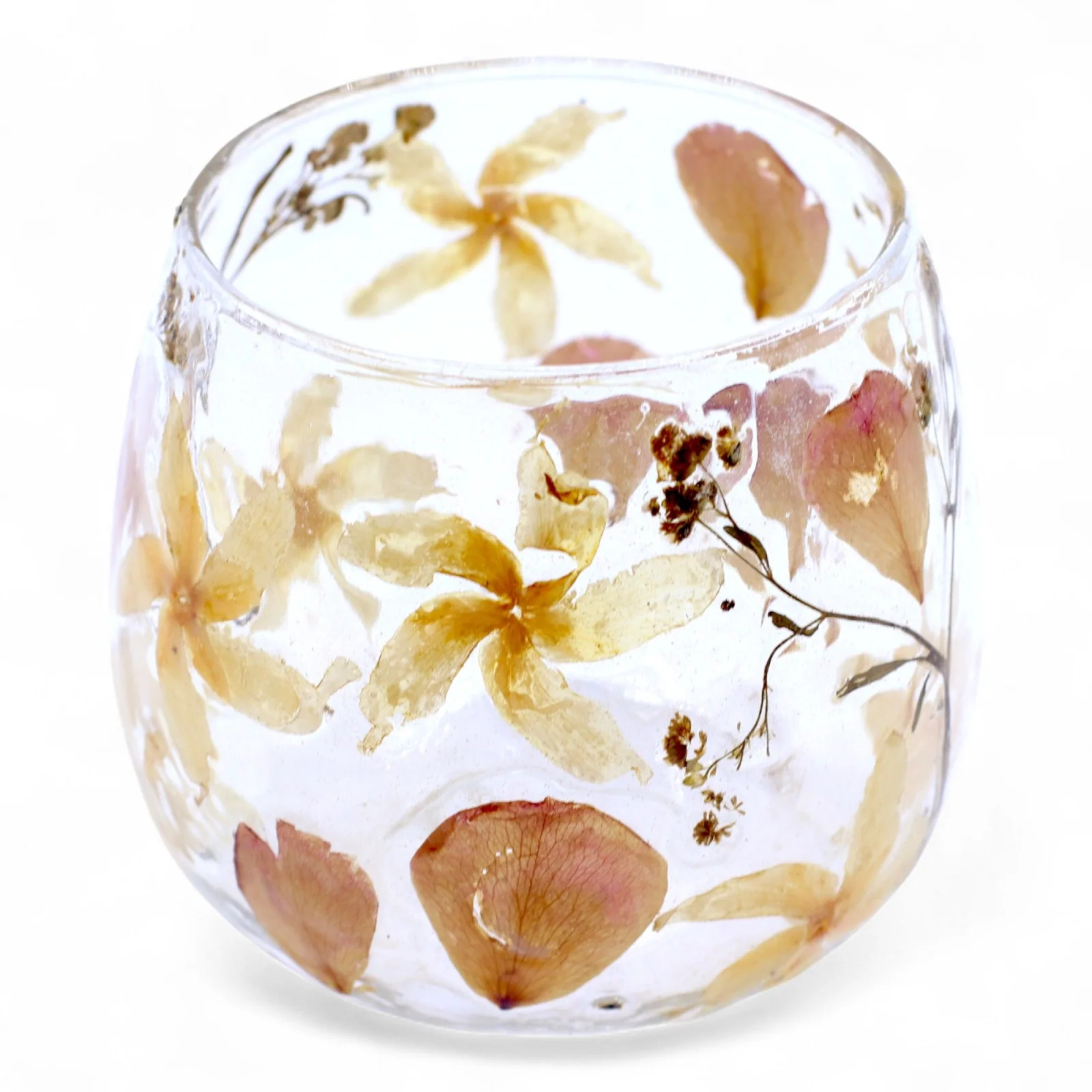 Sklenený svietnik Natural Floral – valec Rosa, 8 × 8 cm – fotka 4
