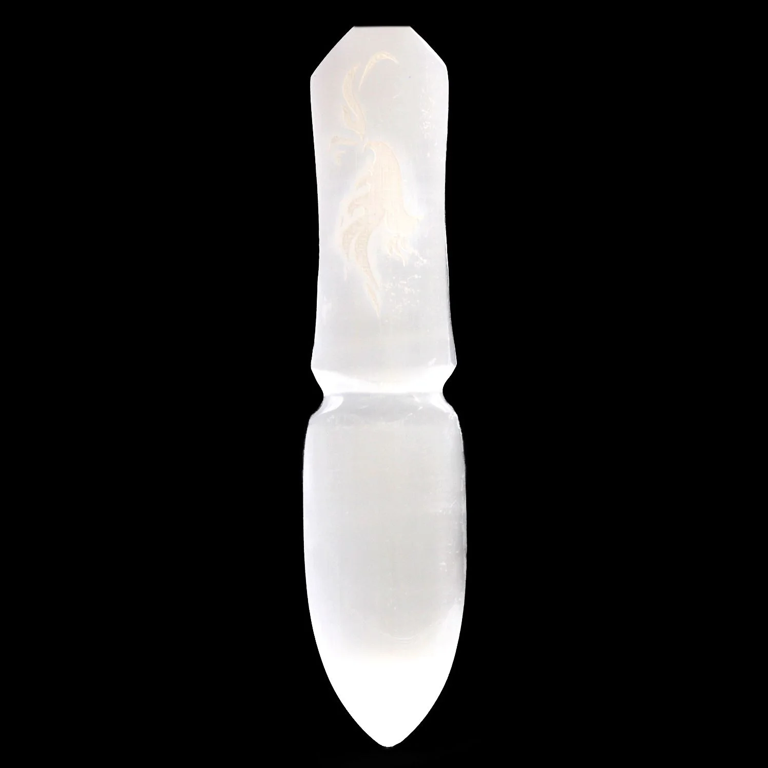 Selenitový rituálny nôž – Letting Go of the Past, 20 cm – fotka 2