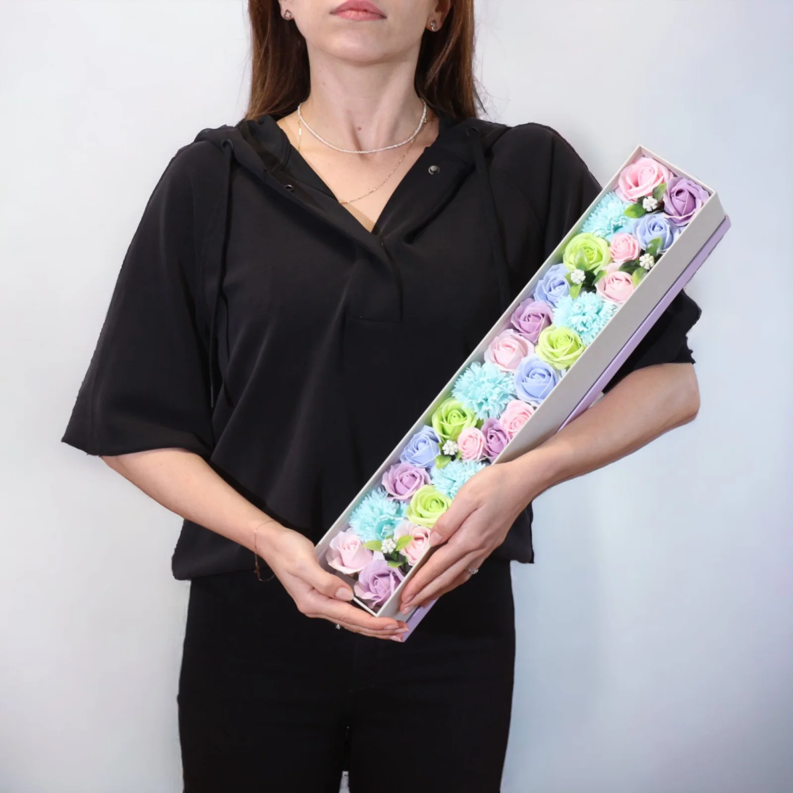 Extra dlhý box s mydlovými ružami – Baby Blessings, modrá – fotka 3