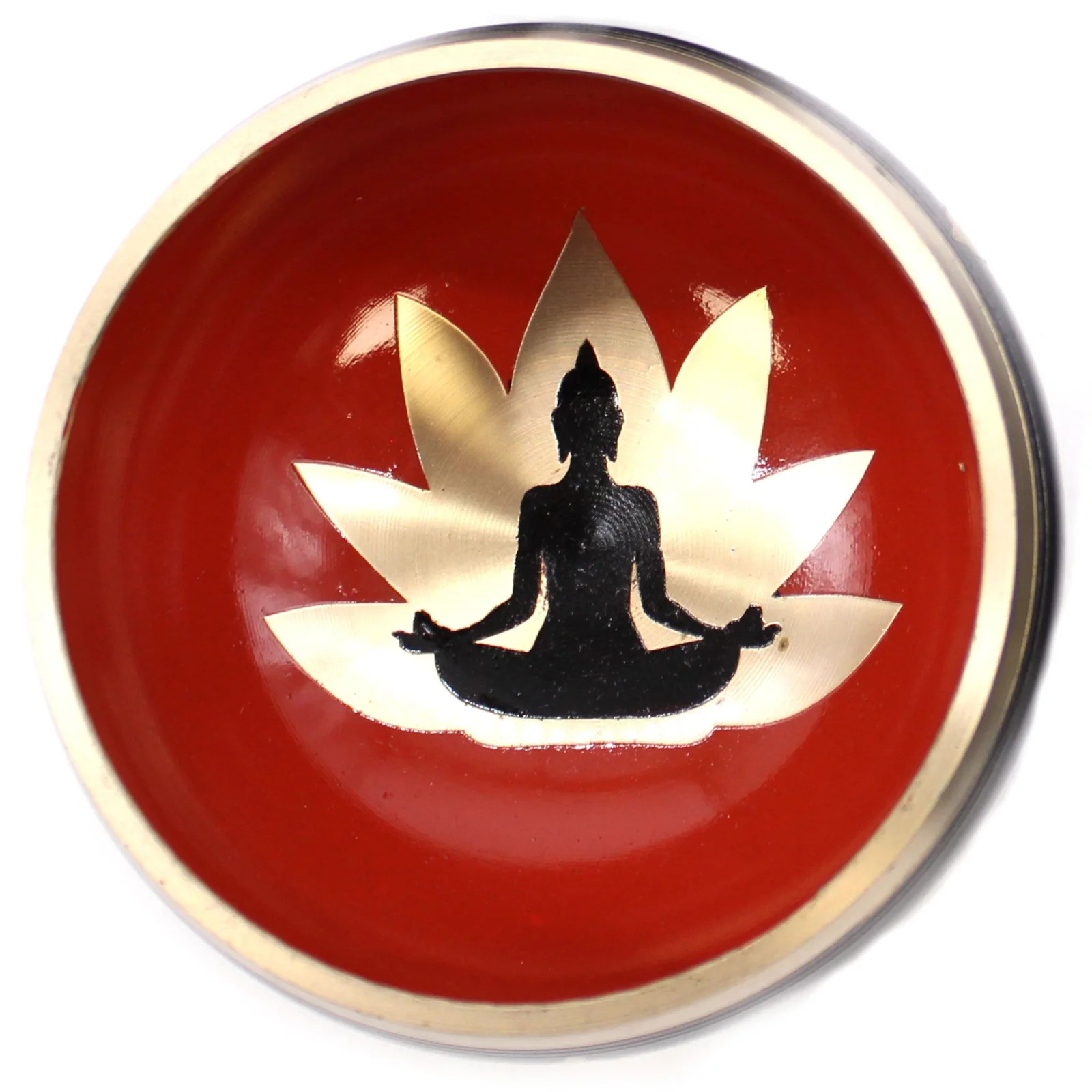 Spievajúca miska Buddha – sada, čierna a oranžová, 10,7 cm – fotka 2