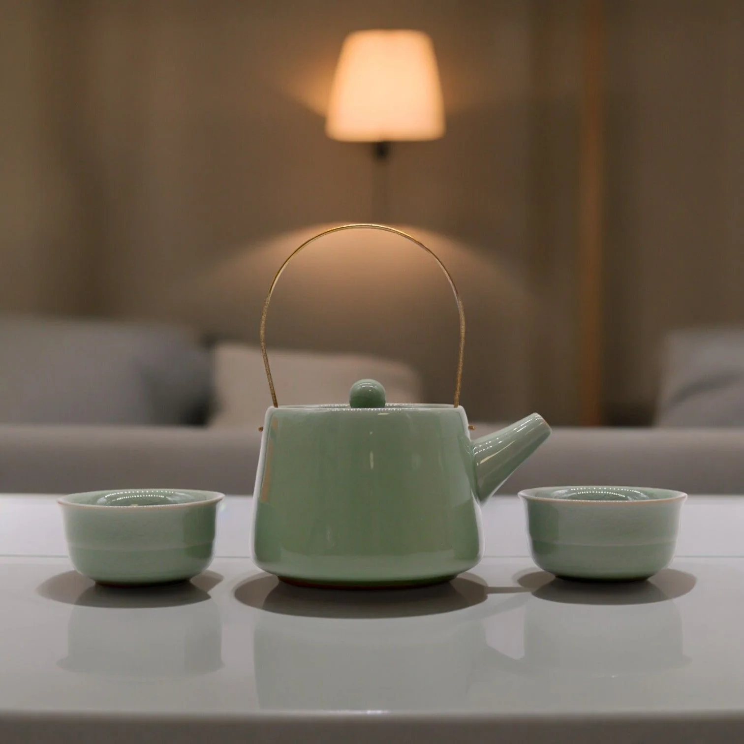 Čajová súprava Herbal Jade – čajník a 2 šálky – fotka 1