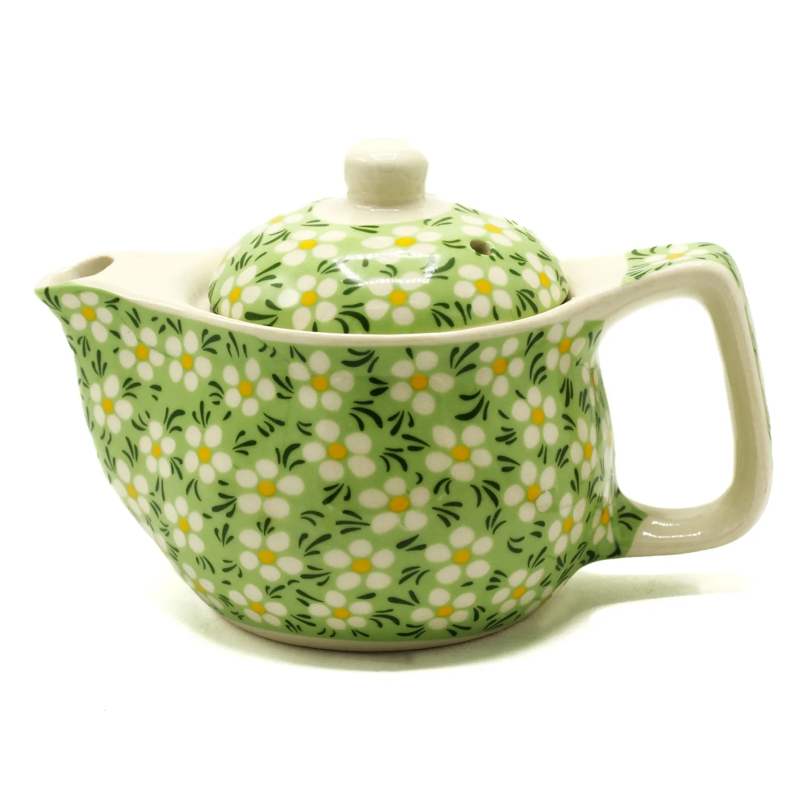 Keramický čajník Herbal Green Daisy s kovovým sitkom, 350 ml – fotka 1