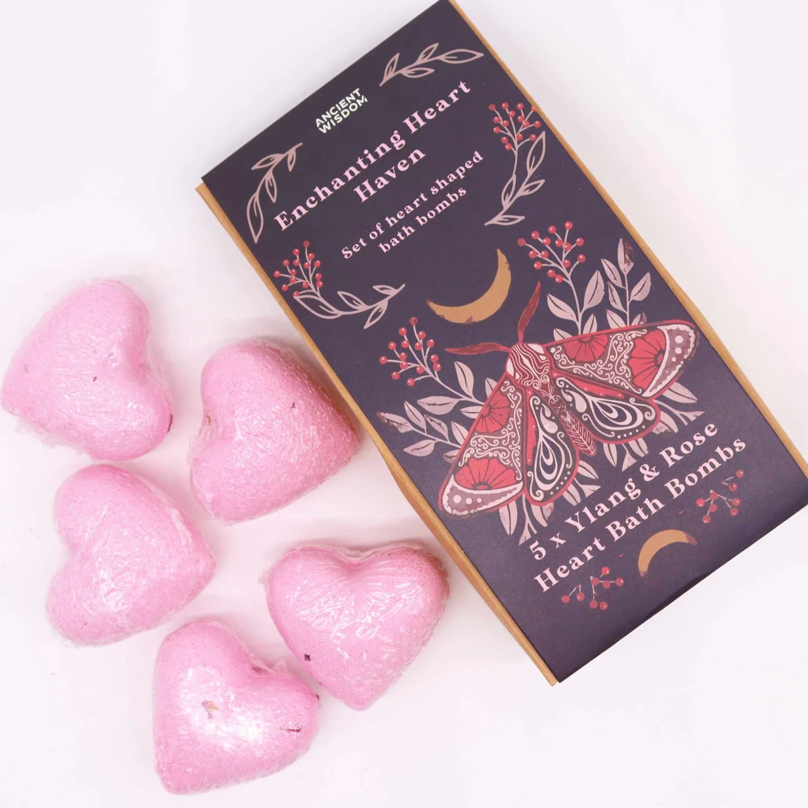 Sada bômb do kúpeľa Enchanting Heart Heaven – ylang a ruža, 5 ks – fotka 3