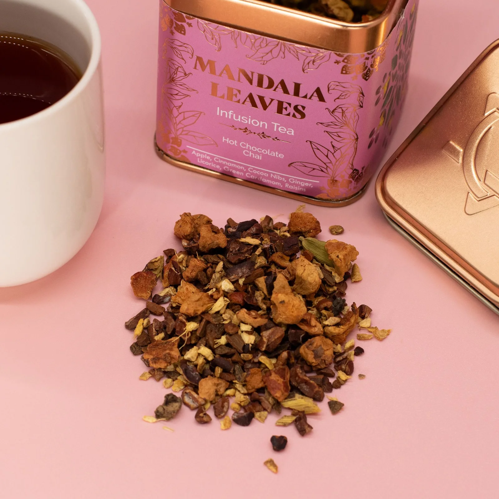 Korenený čaj Hot Chocolate Chai – kakao a škorica, 50 g, plechovka – fotka 5