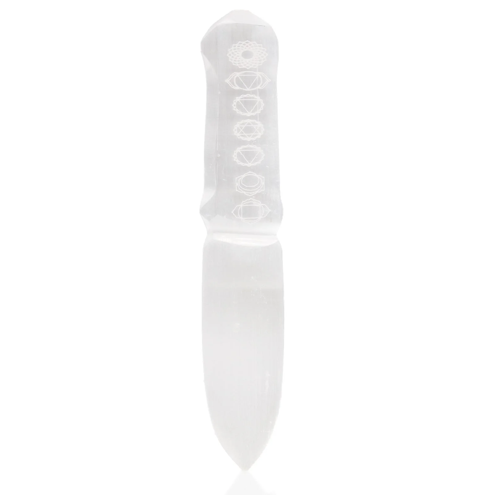 Selenitový rituálny nôž – Chakra, 20 cm – fotka 7