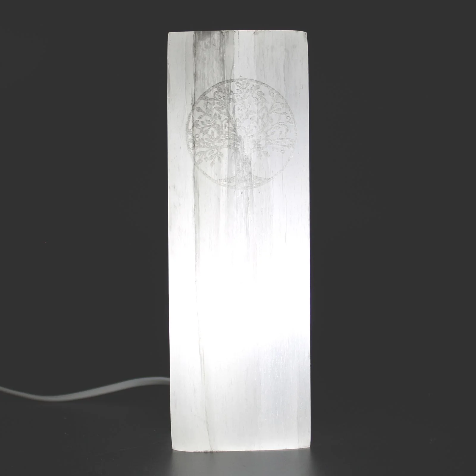 Selenitová lampa v tvare bloku – motív Strom života, 25 cm – fotka 2