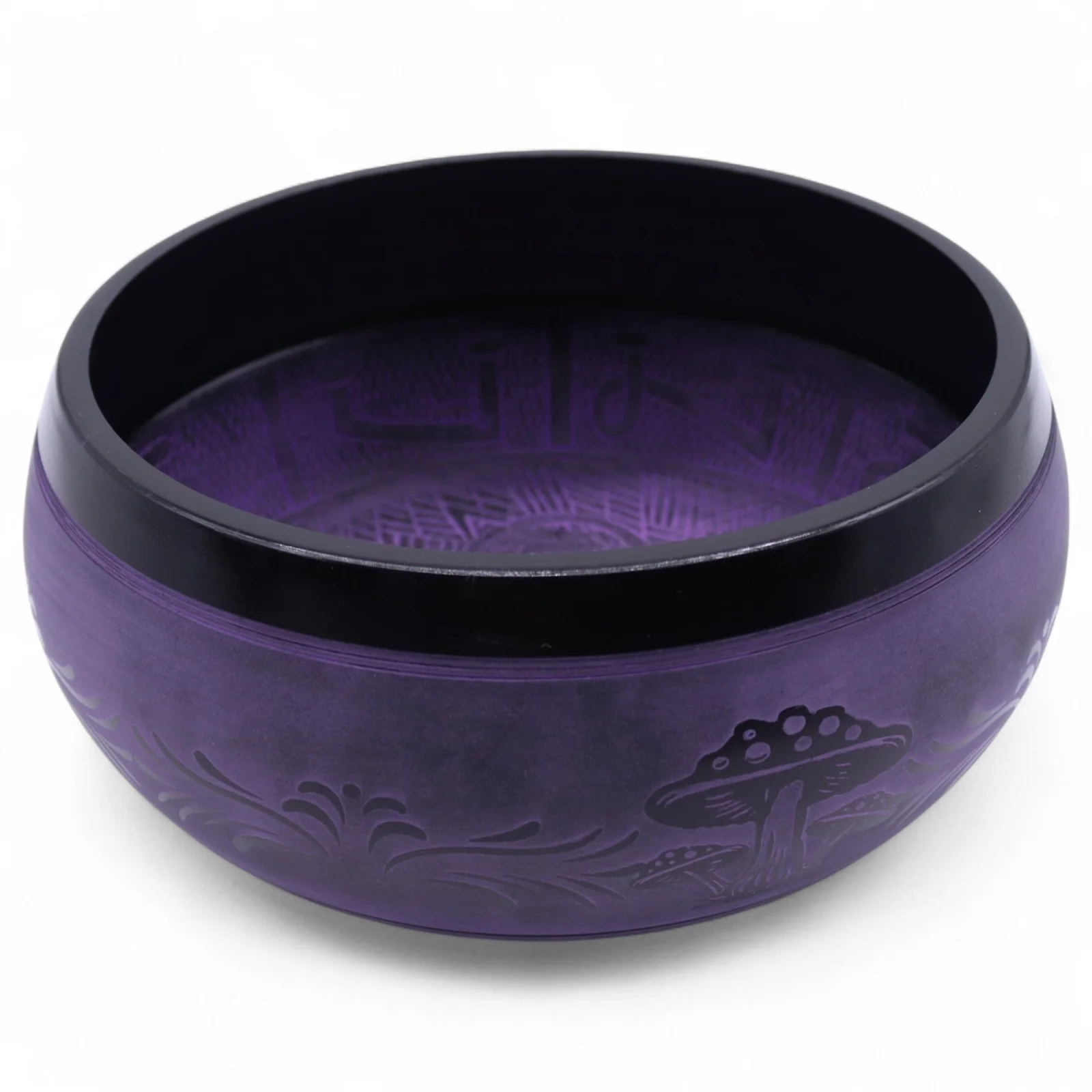 Spievajúca miska Mushroom Purple Haze – fialová mosadz, 23 cm – fotka 6