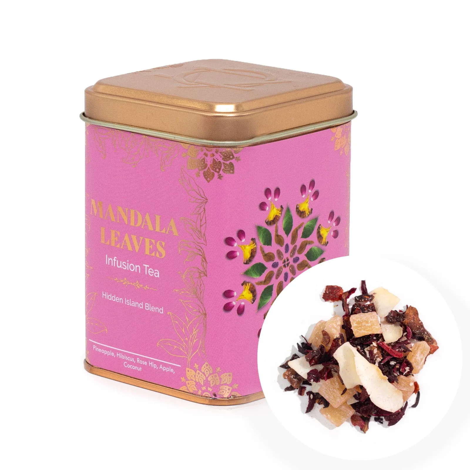 Ovocný čaj Hidden Islands – ananás a kokos, 50 g, plechovka – fotka 2