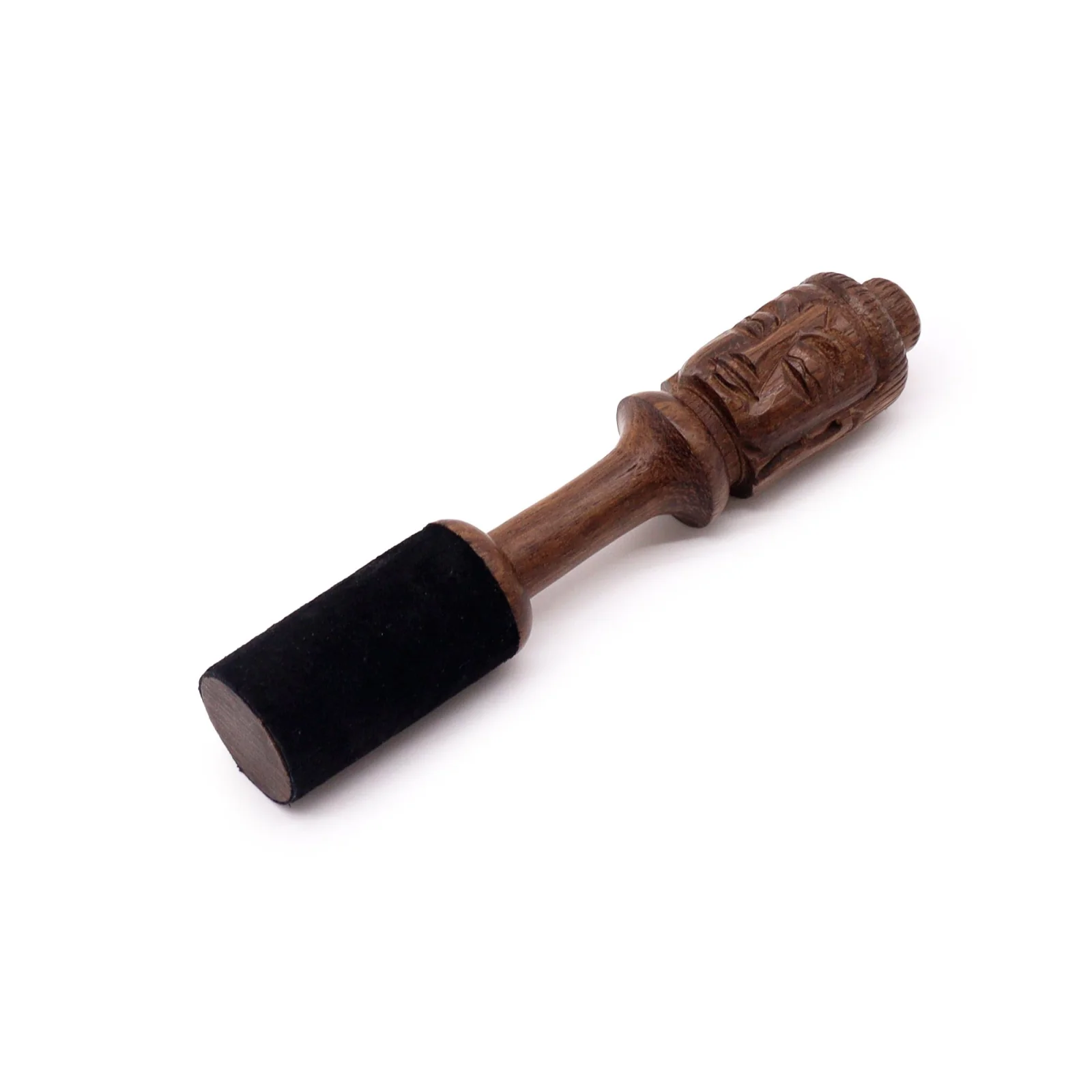 Drevená palička na spievajúcu misku – 14 cm, rezba Buddha – fotka 1
