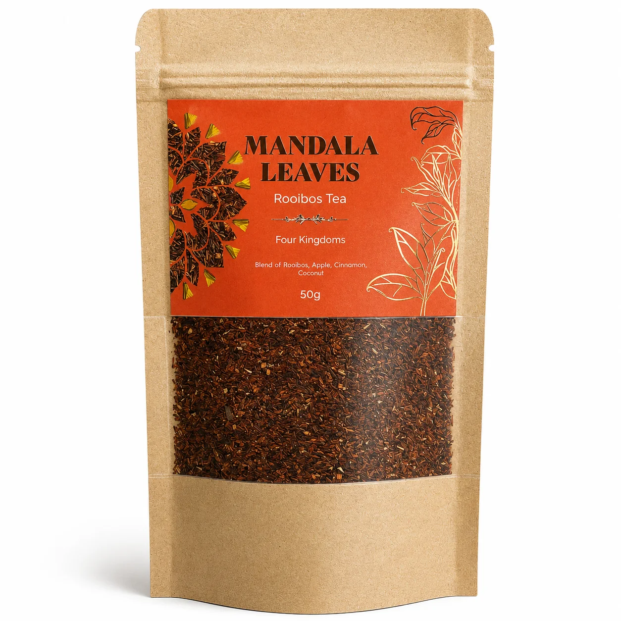 Rooibos Four Kingdoms – jablko, škorica a kokos, 50 g, vrecko – fotka 1