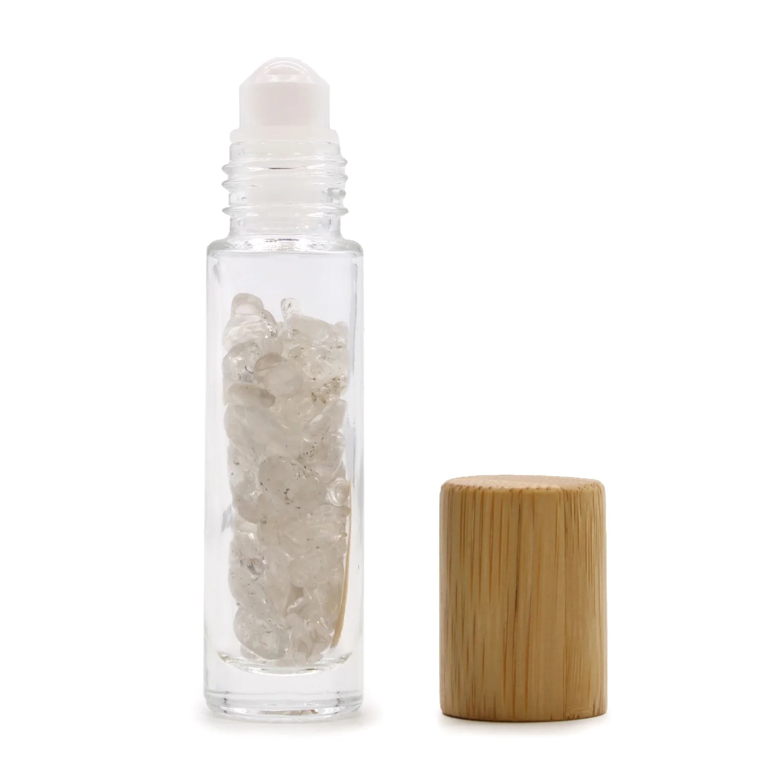 Roll-on fľaštička s krištáľom, 5 ml – drevené viečko – fotka 1