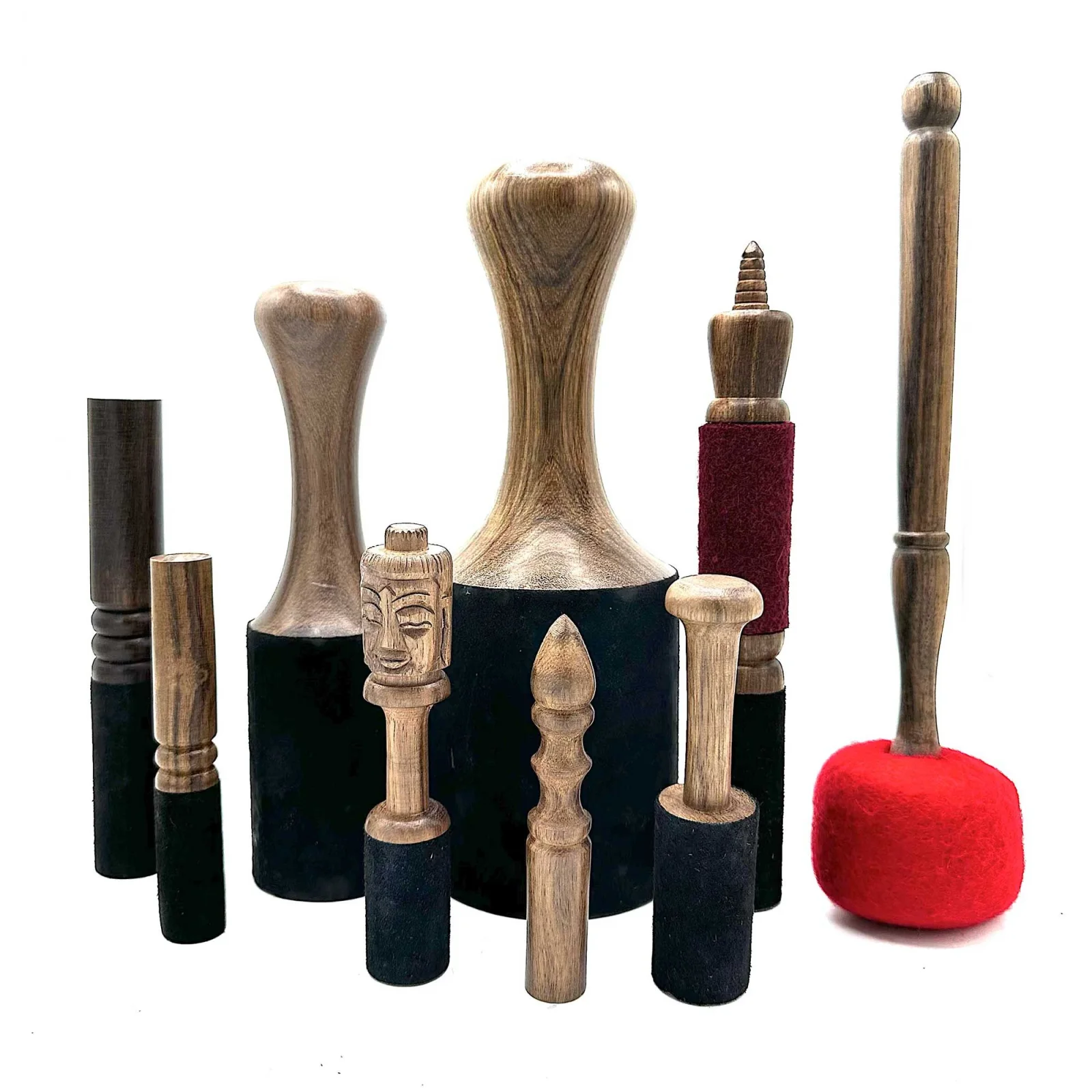 Drevená palička na spievajúcu misku – 14 cm, rezba Buddha – fotka 2
