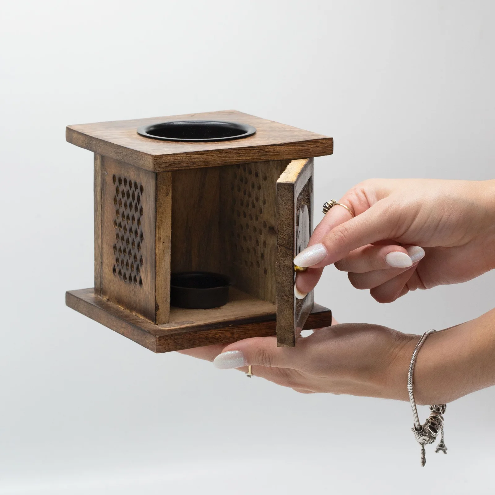 Veľká aromalampa Mango Box – Budha, mangové drevo – fotka 3