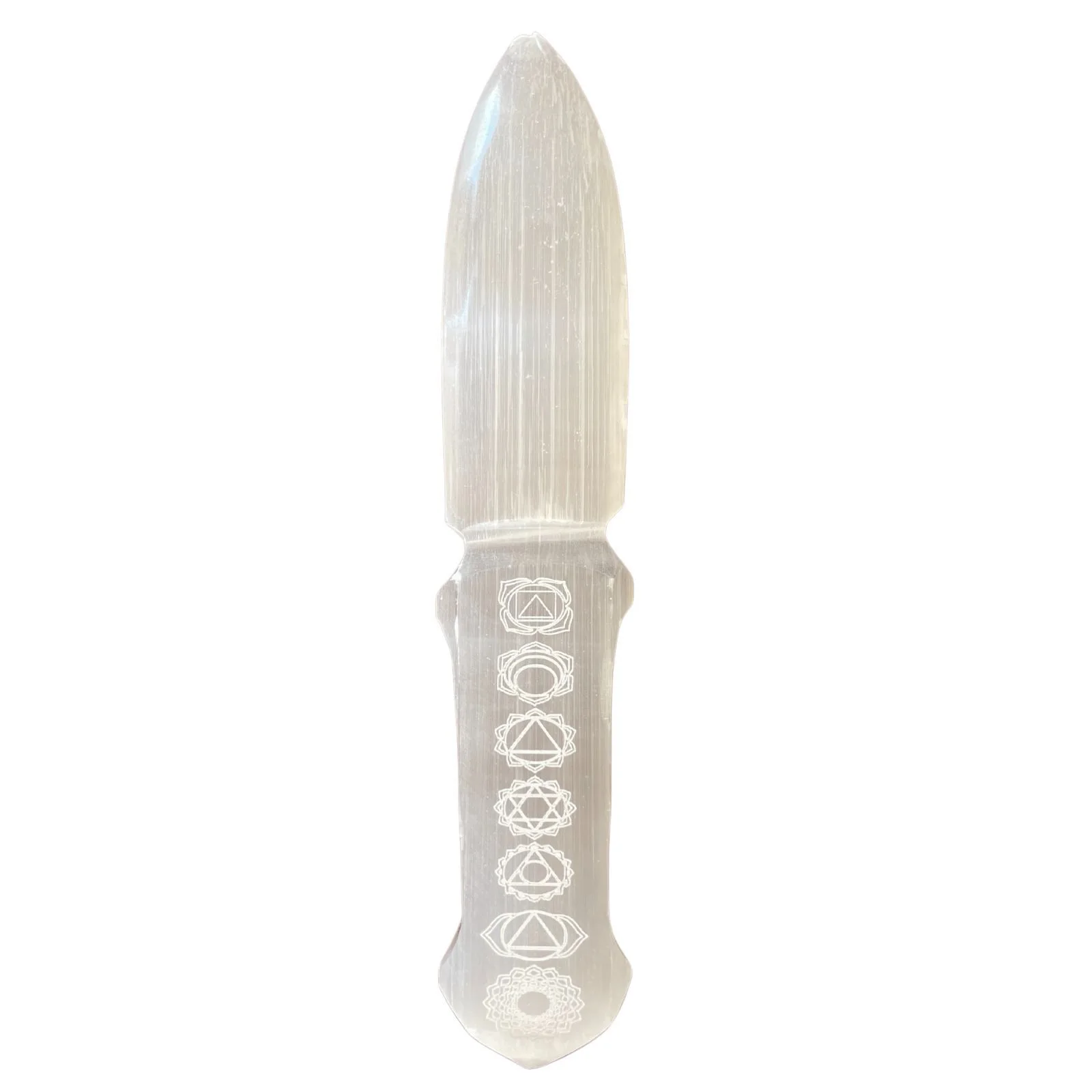Selenitový rituálny nôž – Chakra, 20 cm – fotka 8
