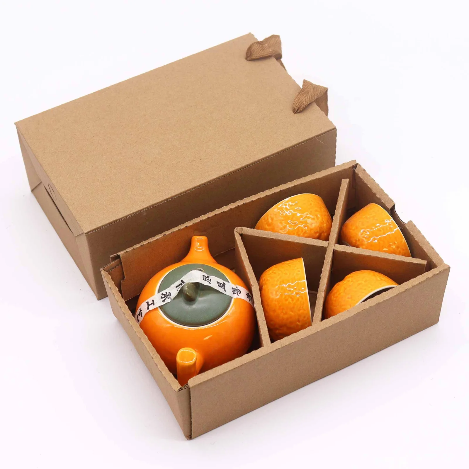 Čajová súprava Herbal Orange – čajník a 4 šálky – fotka 4