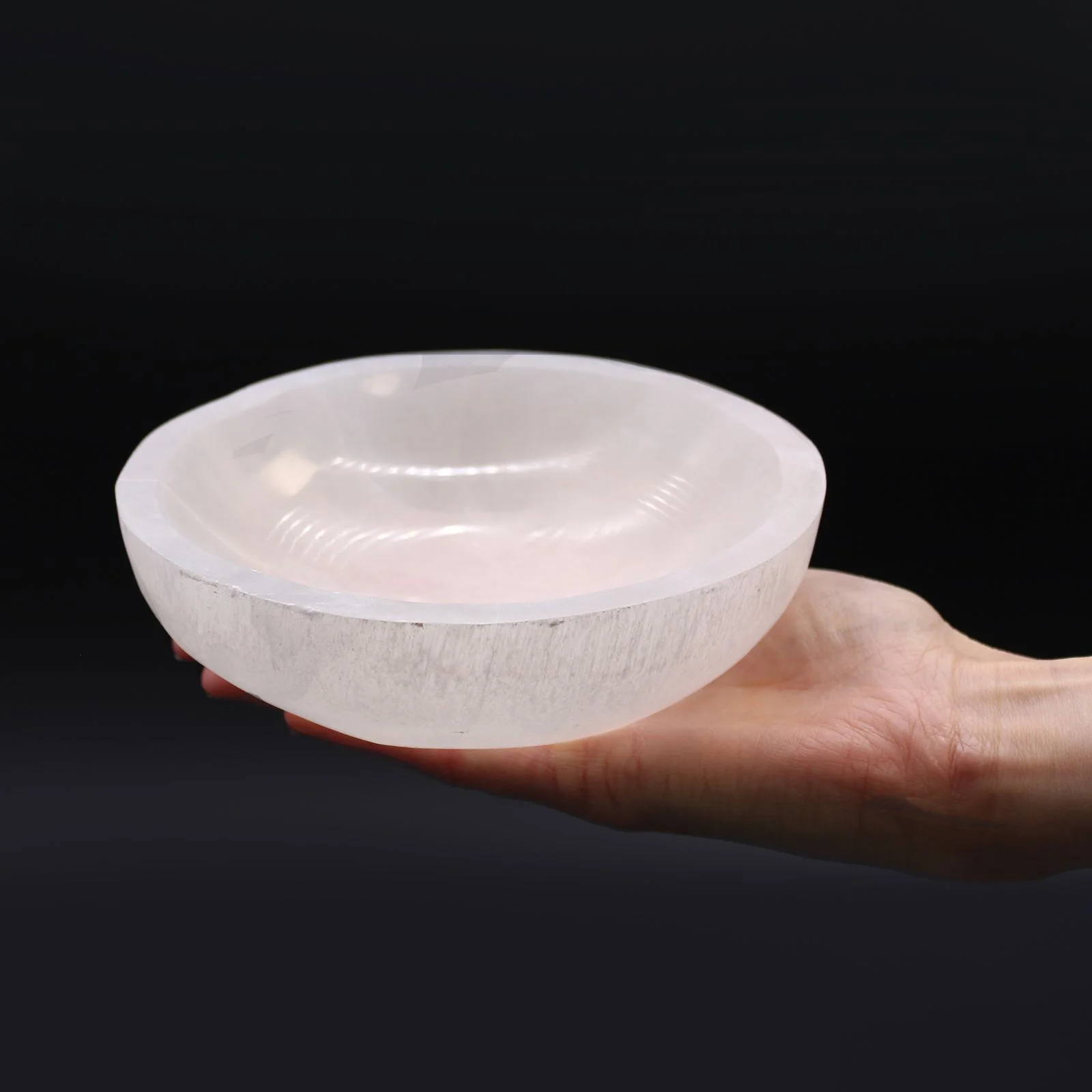 Okrúhla miska zo selenitu, 15 cm – fotka 1