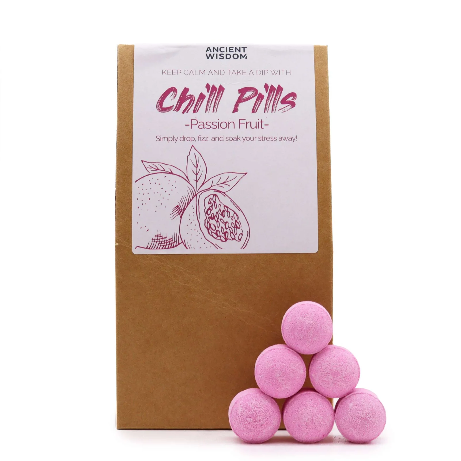 Šumivé tablety do kúpeľa Chill Pills – Marakuja, 350 g – fotka 1