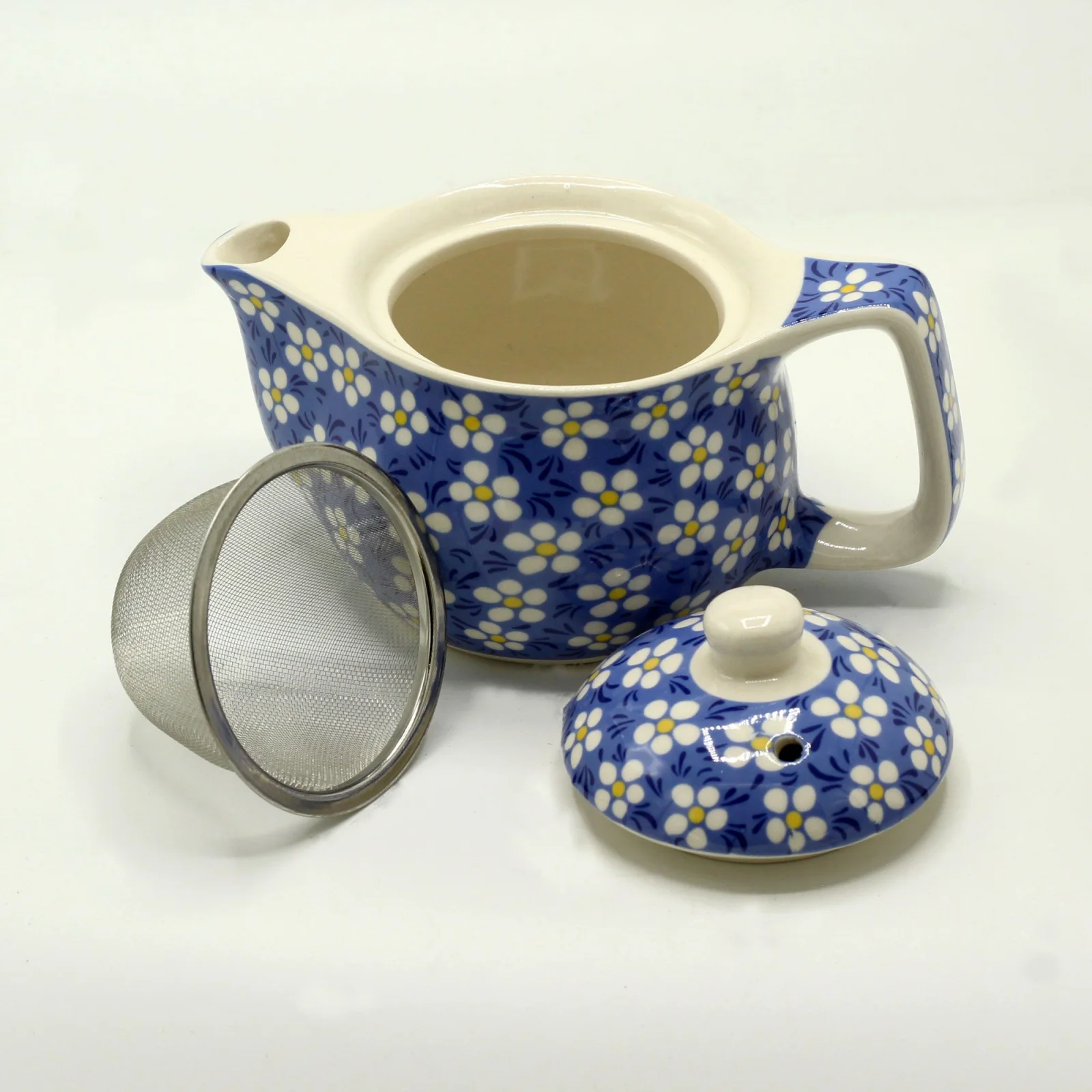 Keramický čajník Herbal Blue Daisy s kovovým sitkom, 350 ml – fotka 2