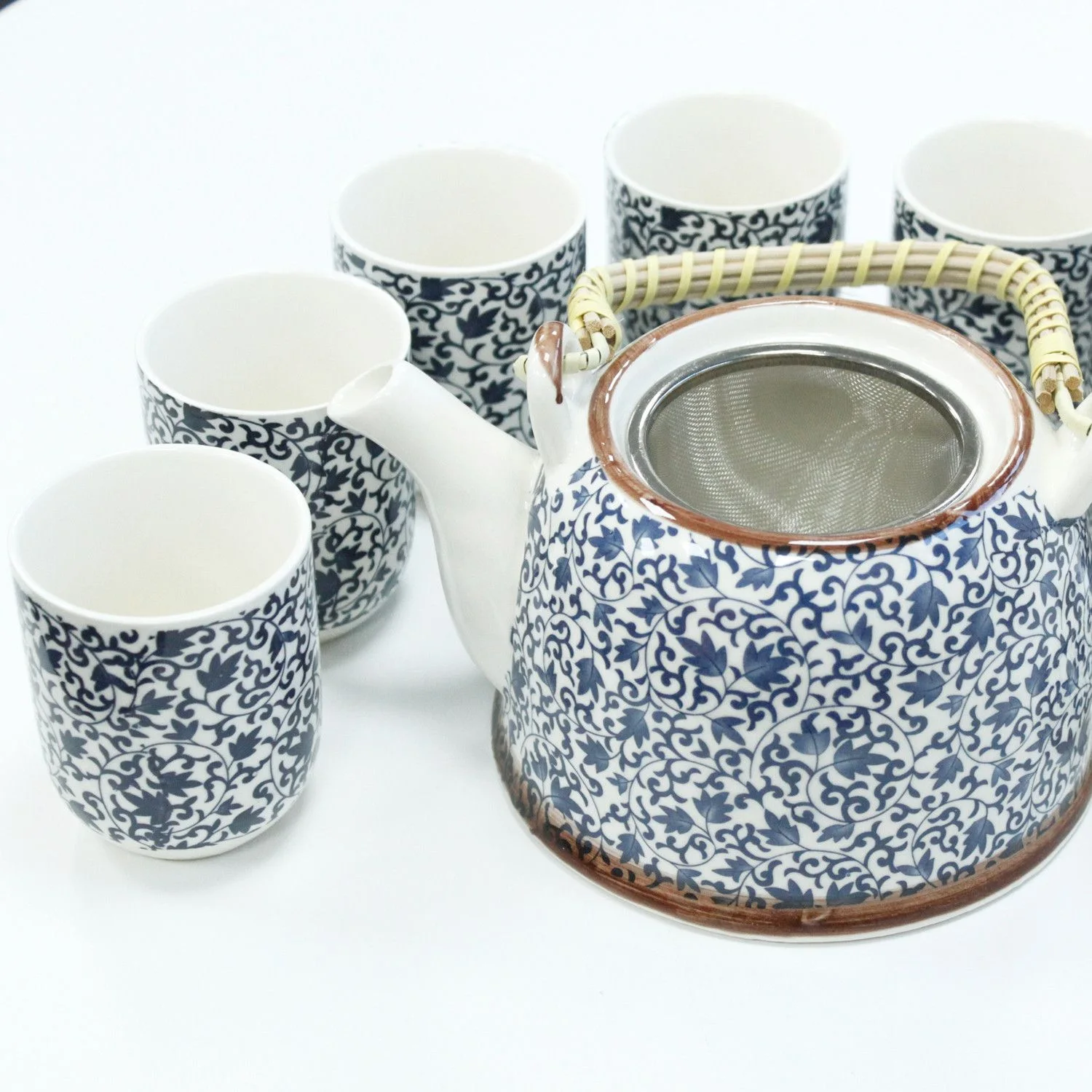 Čajová súprava Herbal Blue Pattern – čajník a 6 šálok – fotka 1