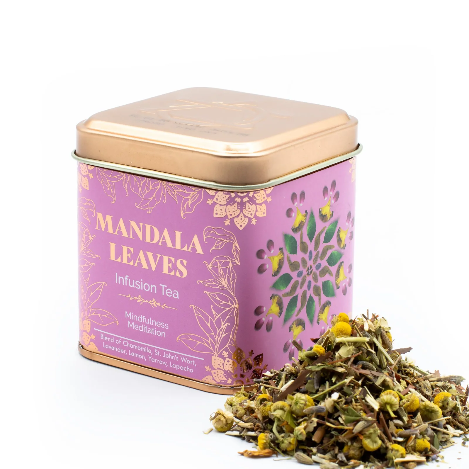 Bylinný čaj Mindfulness Meditation – harmanček a levanduľa, 50 g, plechovka – fotka 7
