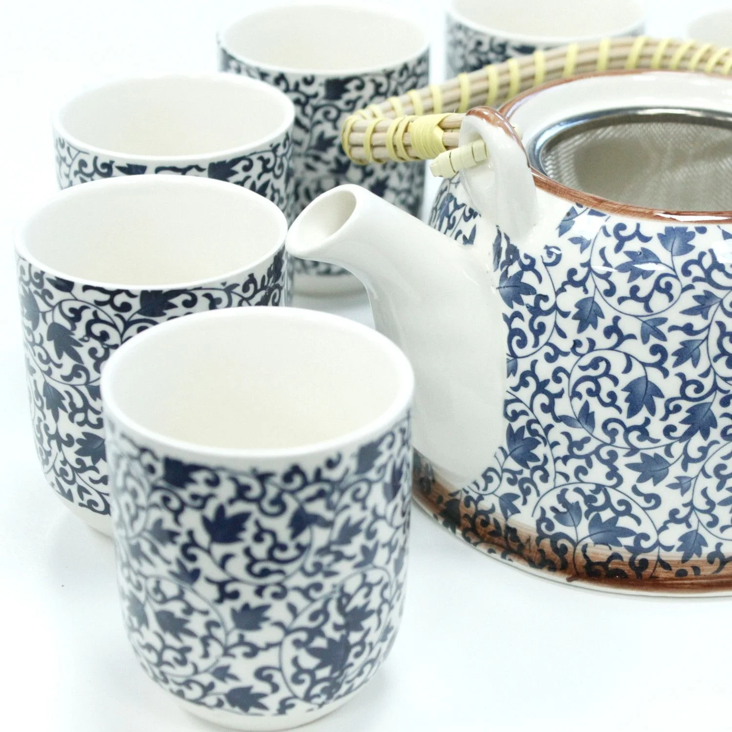 Čajová súprava Herbal Blue Pattern – čajník a 6 šálok – fotka 7