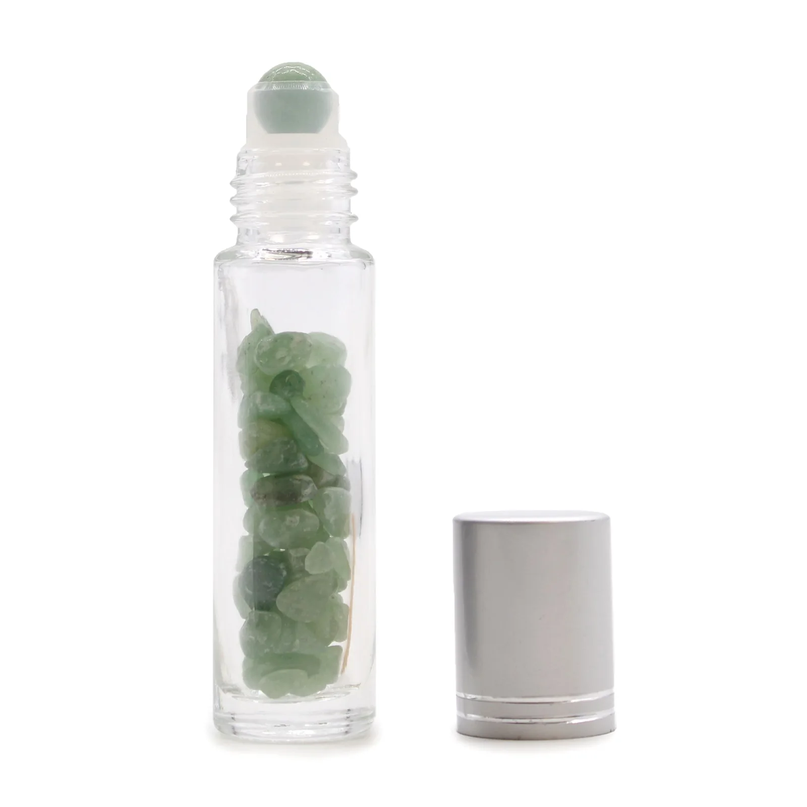 Roll-on fľaštička s aventurínom, 5 ml – strieborné viečko – fotka 1