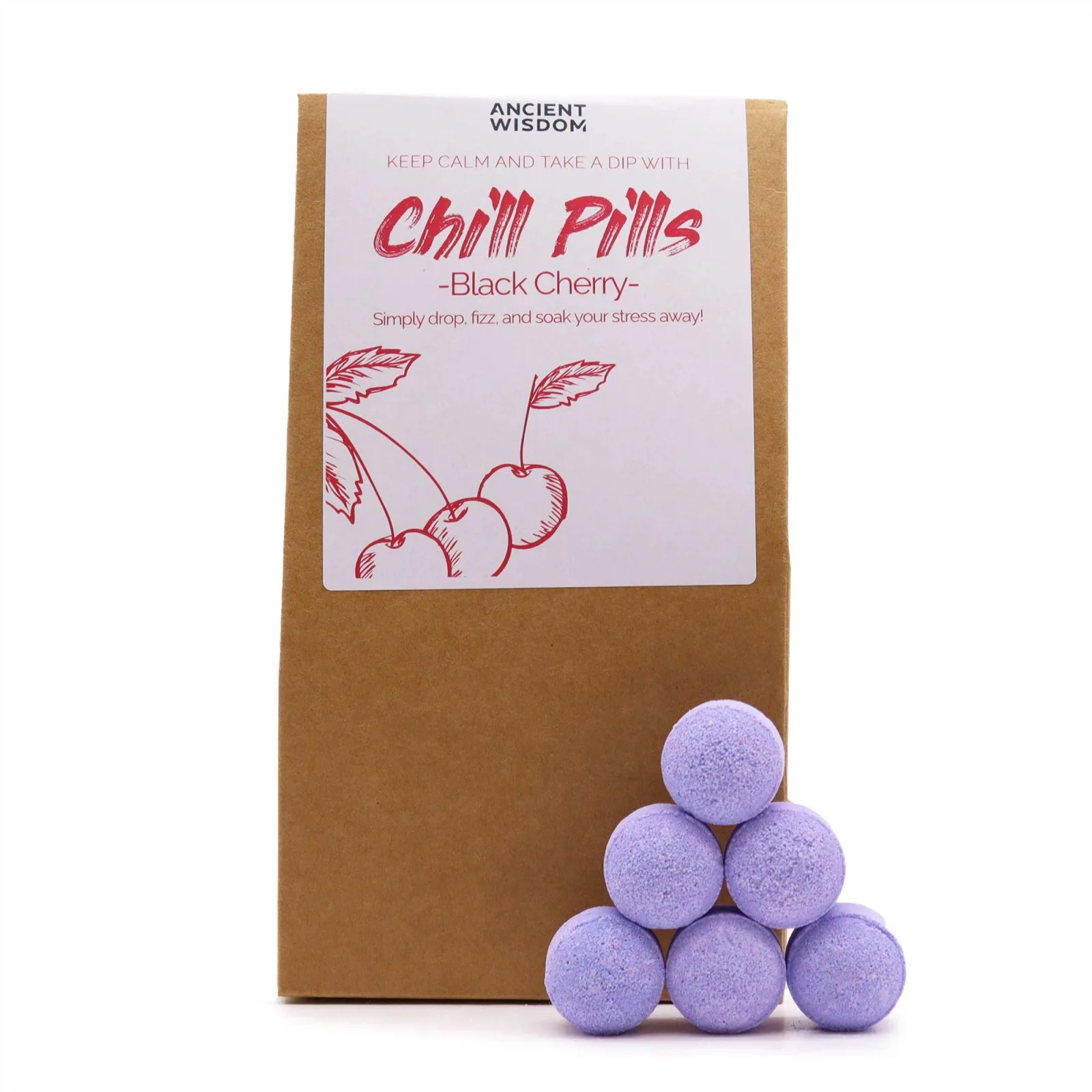 Šumivé tablety do kúpeľa Chill Pills – Čierna čerešňa, 350 g – fotka 1