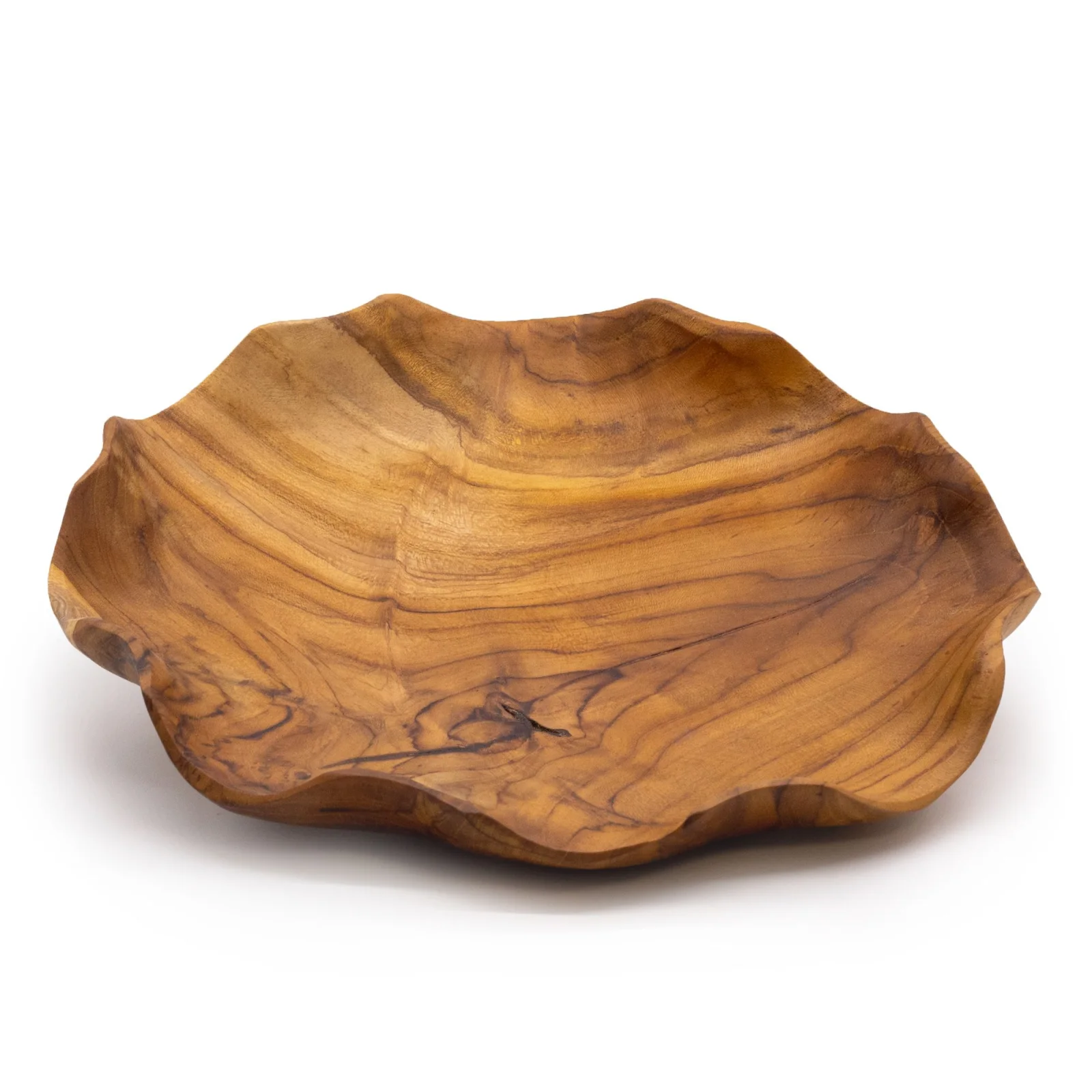 Miska na ovocie z tíkového dreva – okrúhla, 28 × 5,5 cm – fotka 1