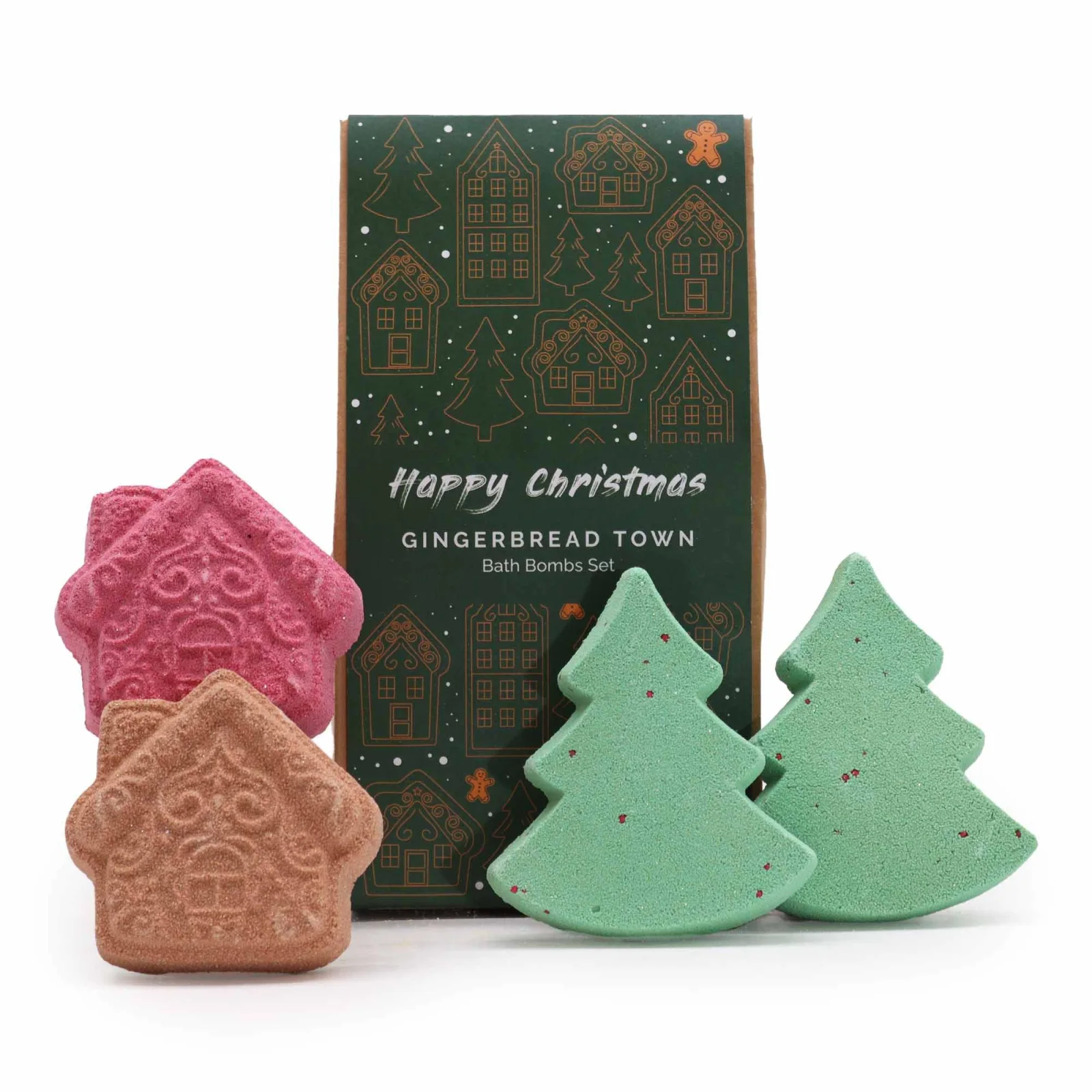Vianočná sada bômb do kúpeľa Gingerbread Town, 4 ks – fotka 1