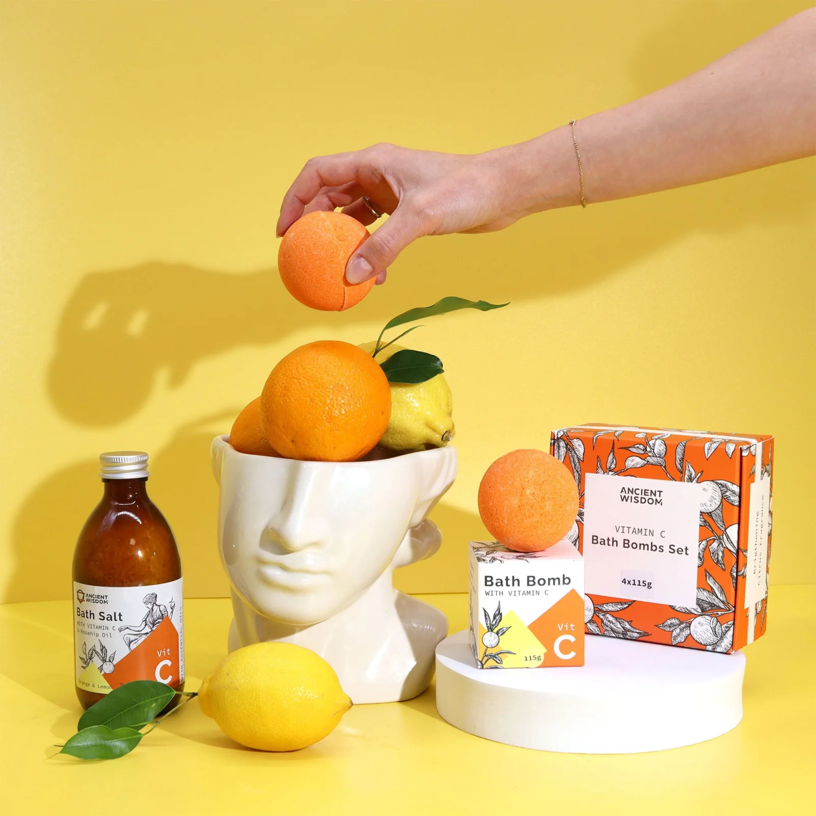 Sada bômb do kúpeľa s vitamínom C – pomaranč a citrón, 4 × 115 g – fotka 2
