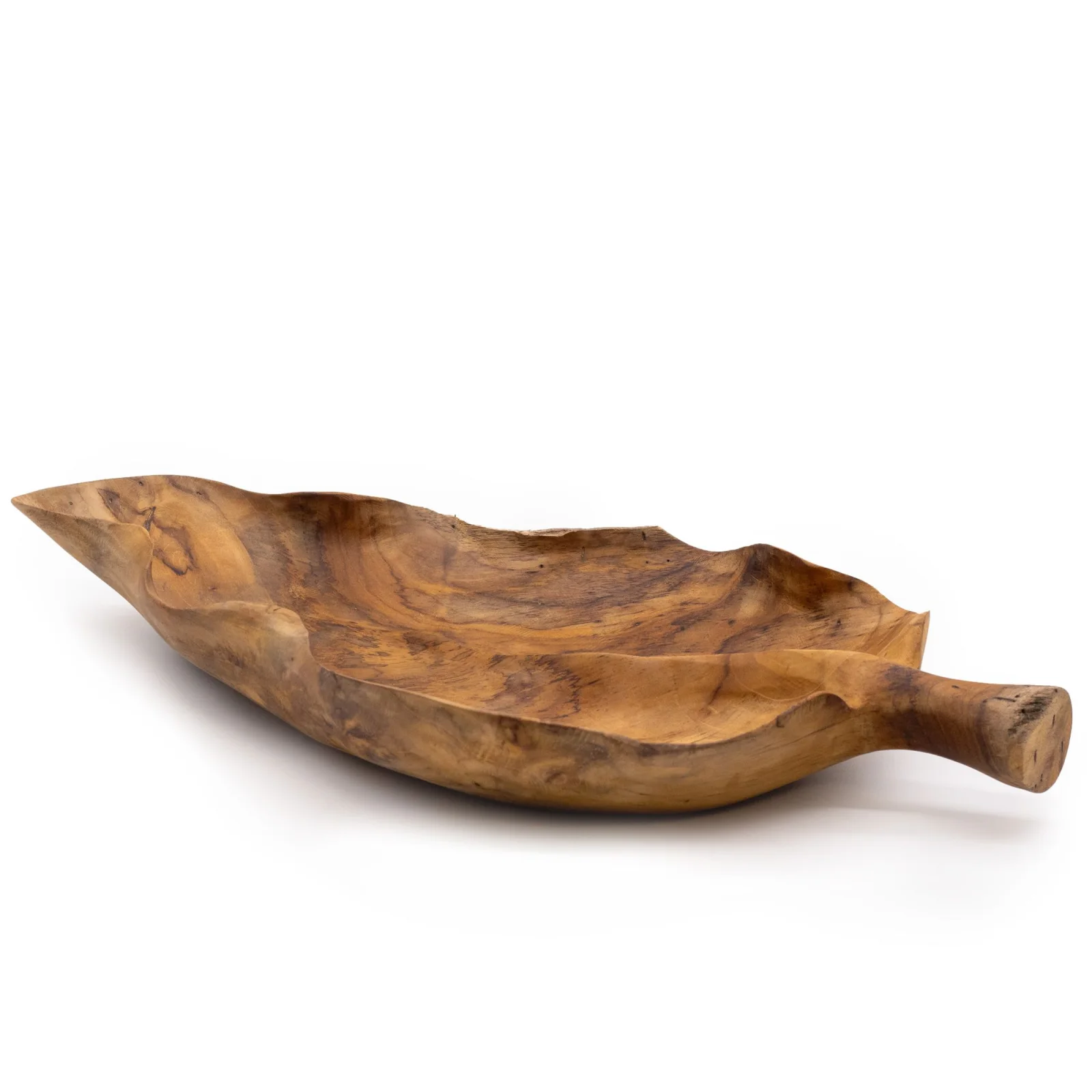 Misa na ovocie z teaku v tvare listu – 40 × 24 × 5 cm – fotka 1