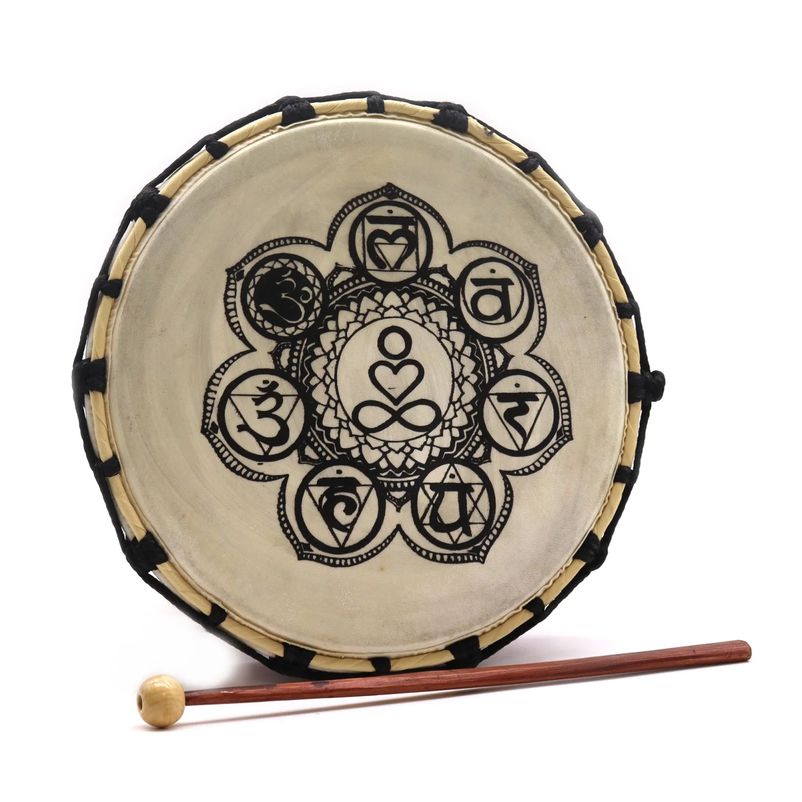 Šamanský bubon Chakra s paličkou, 25 cm – fotka 1