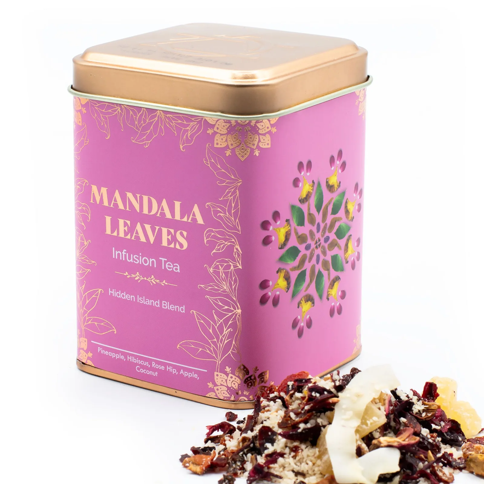 Ovocný čaj Hidden Islands – ananás a kokos, 50 g, plechovka – fotka 1