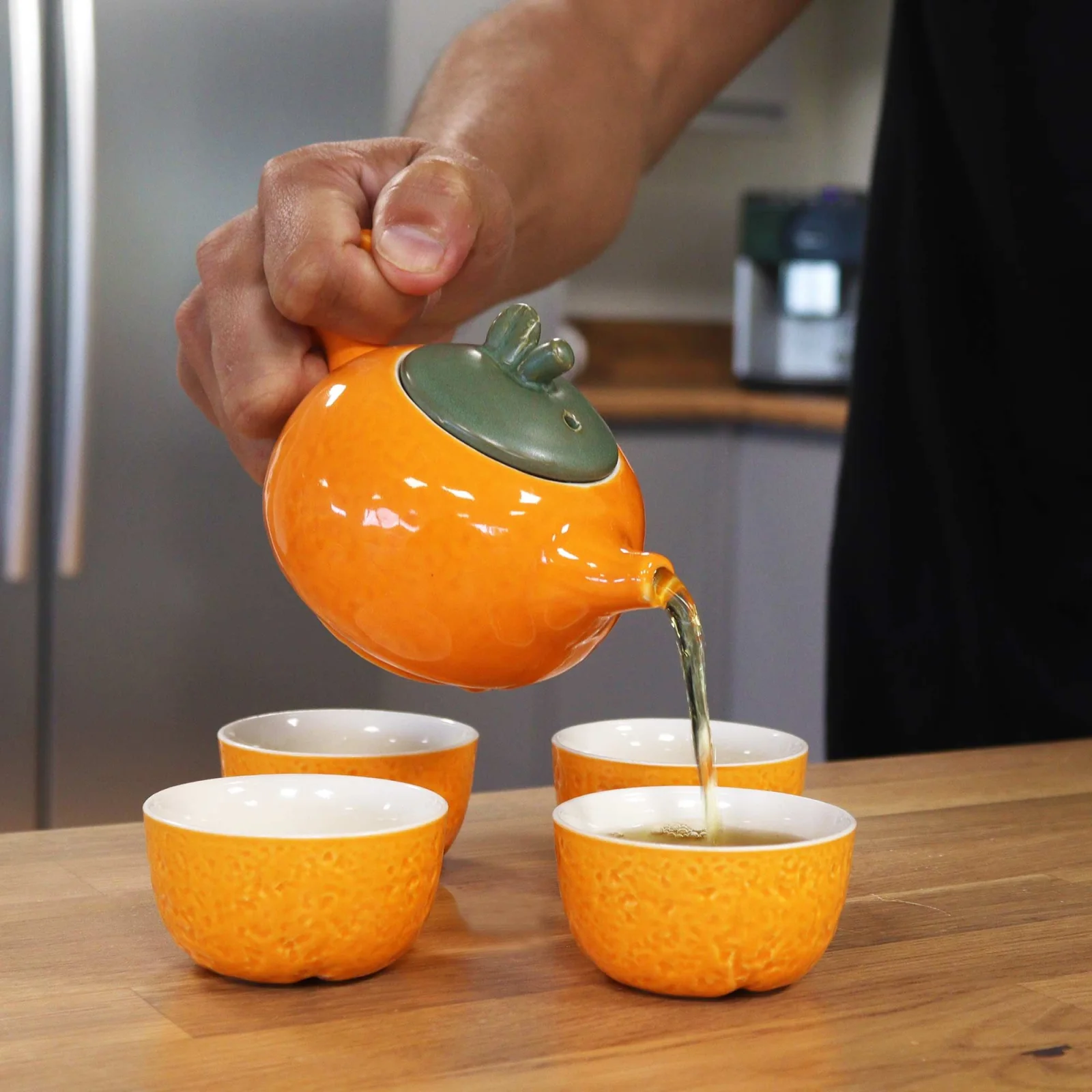 Čajová súprava Herbal Orange – čajník a 4 šálky – fotka 2