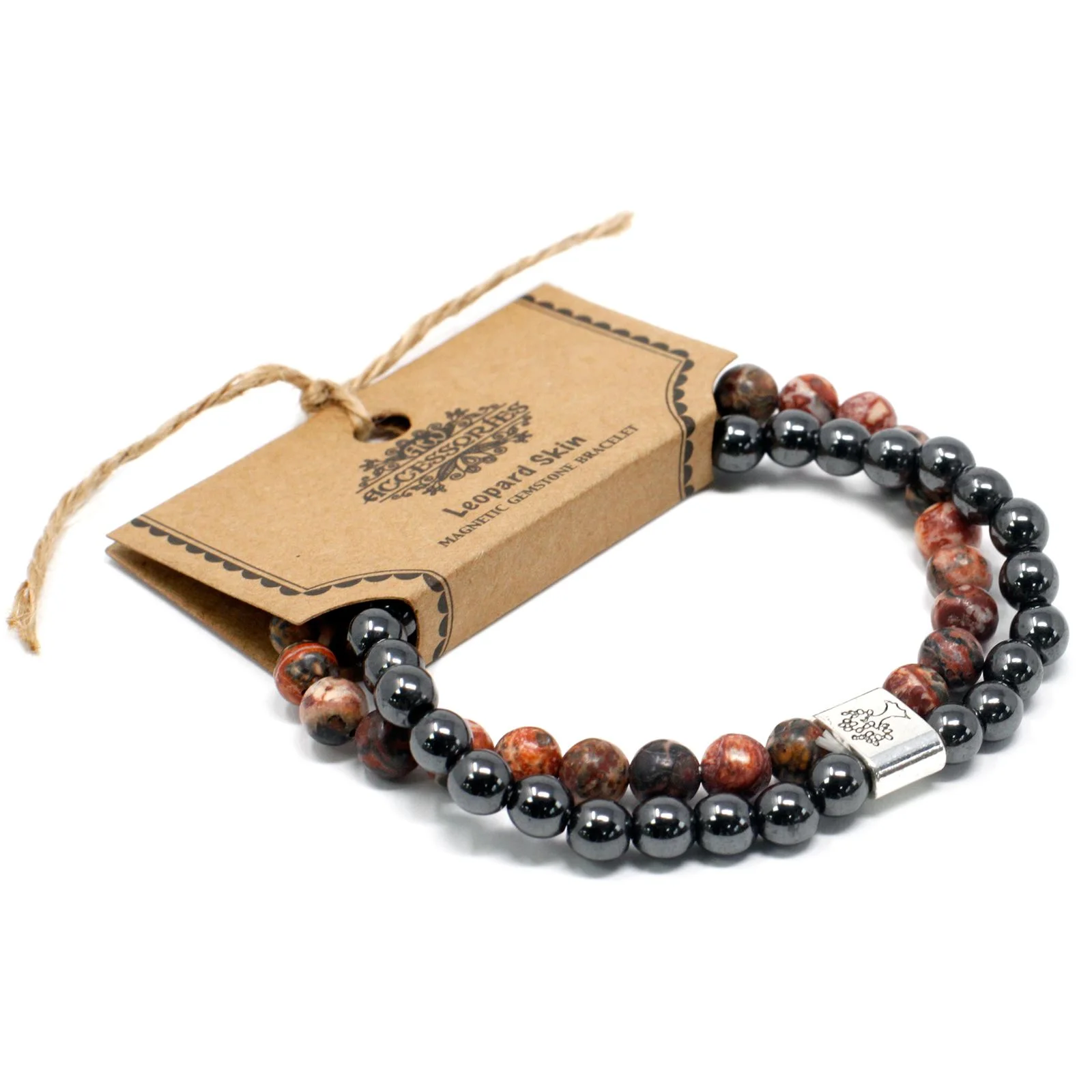 Magnetický náramok z leopardieho jaspisu – elastický – fotka 1