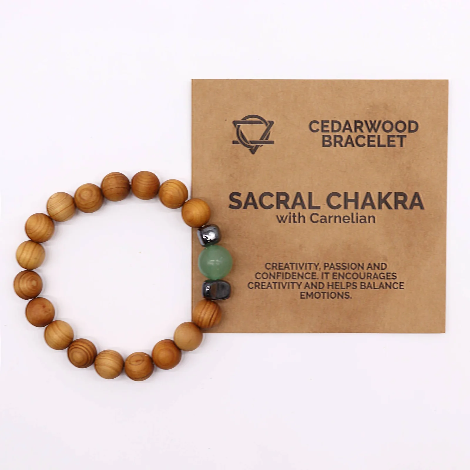 Náramok z cédrového dreva Sacral Chakra – zelený aventurín – fotka 4
