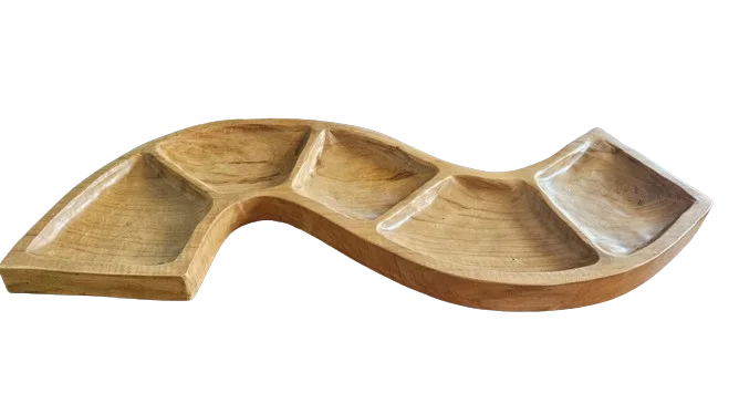 Miska z tíkového dreva v tvare hada, 55 cm