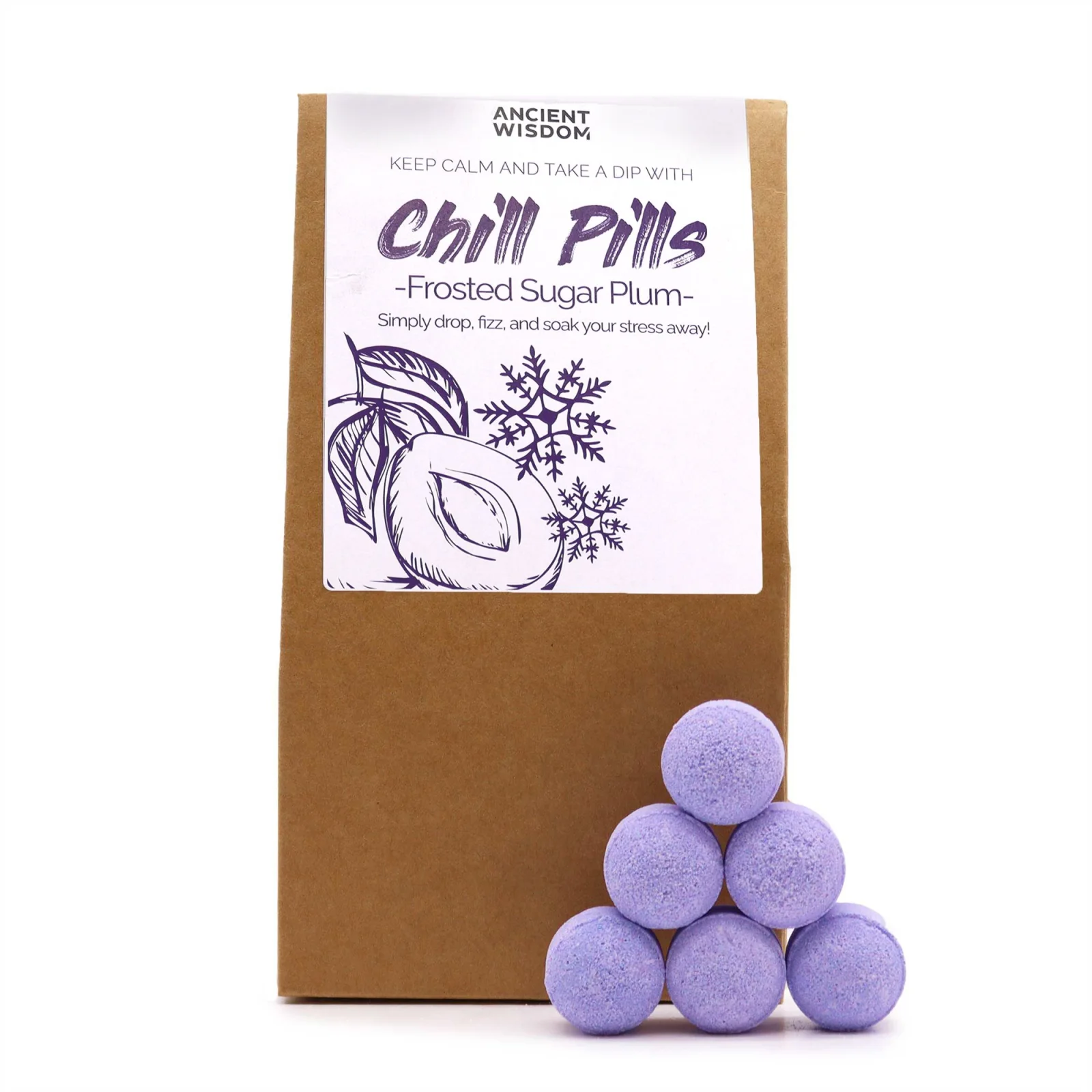 Šumivé tablety do kúpeľa Chill Pills – Frosted Sugar Plum, 350 g – fotka 1