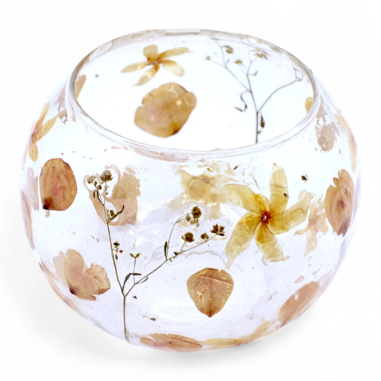 Sklenený svietnik Natural Floral – veľká miska Rosa, 12 × 13 cm – fotka 1