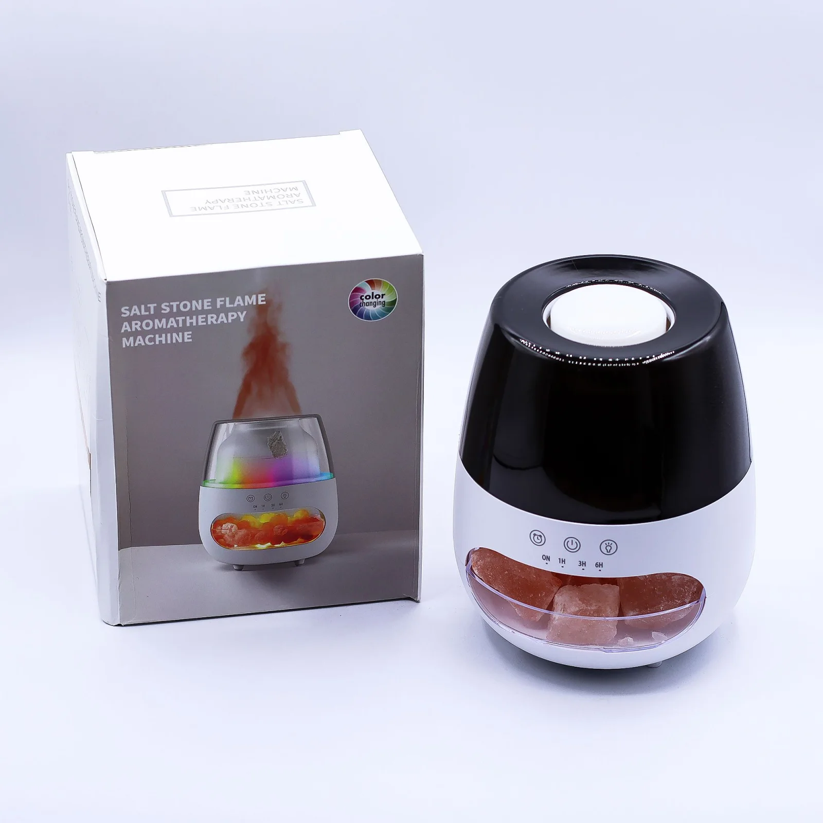 Aroma difuzér Salt Stone – efekt plameňa, USB, biely – fotka 4