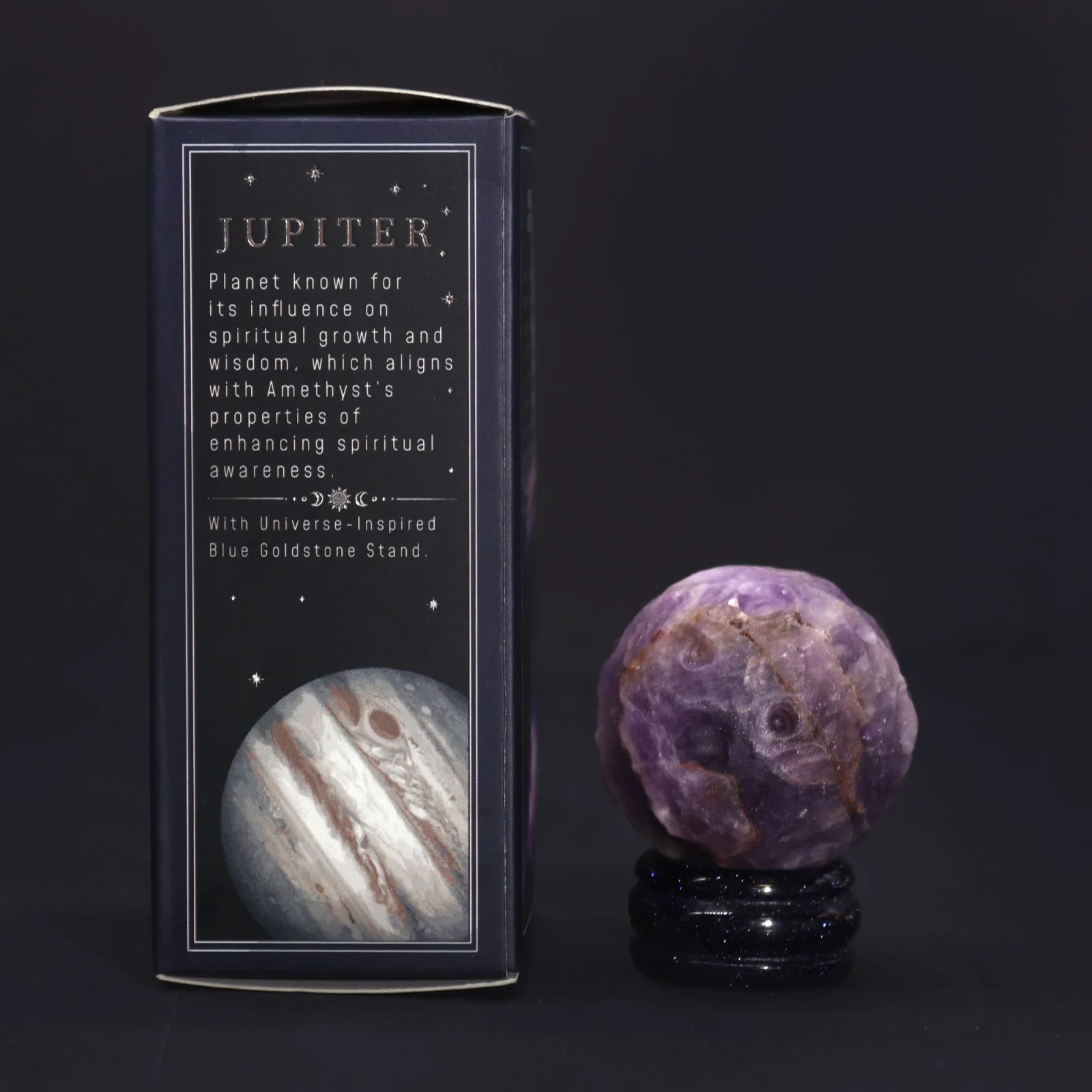 Planéta Jupiter z ametystu na stojane z goldstonu, 40 mm – fotka 6