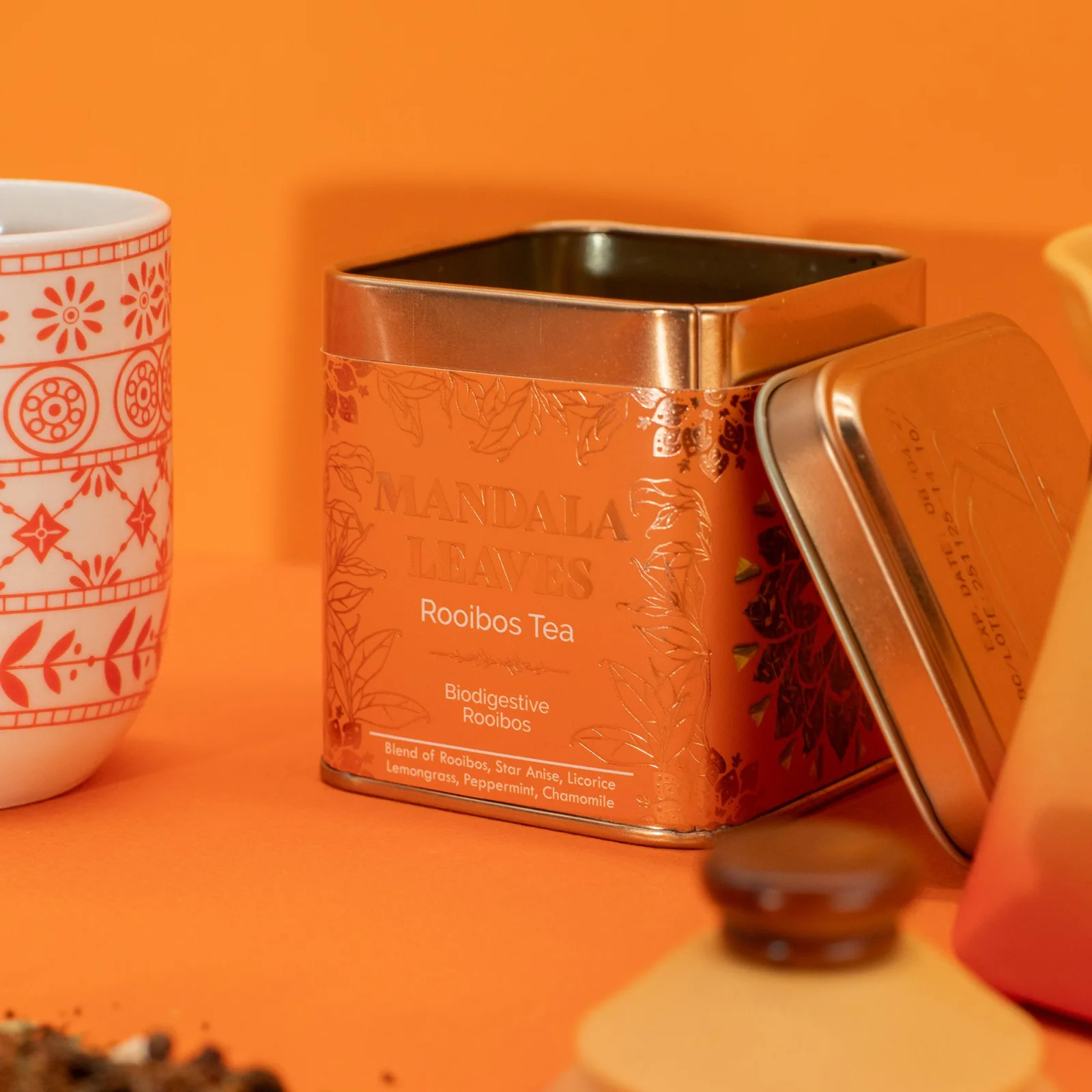Rooibos Biodigest – mäta, harmanček a aníz, 50 g, plechovka – fotka 2